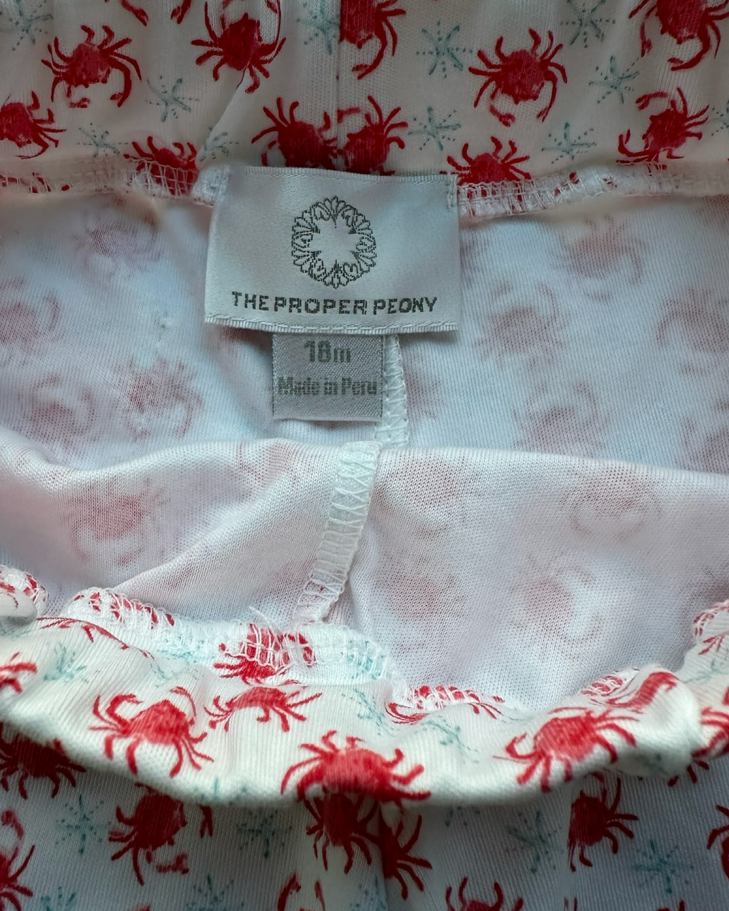 18M Baby Boys The Proper Peony Crabs 🦀🦀🦀 Short NWT.