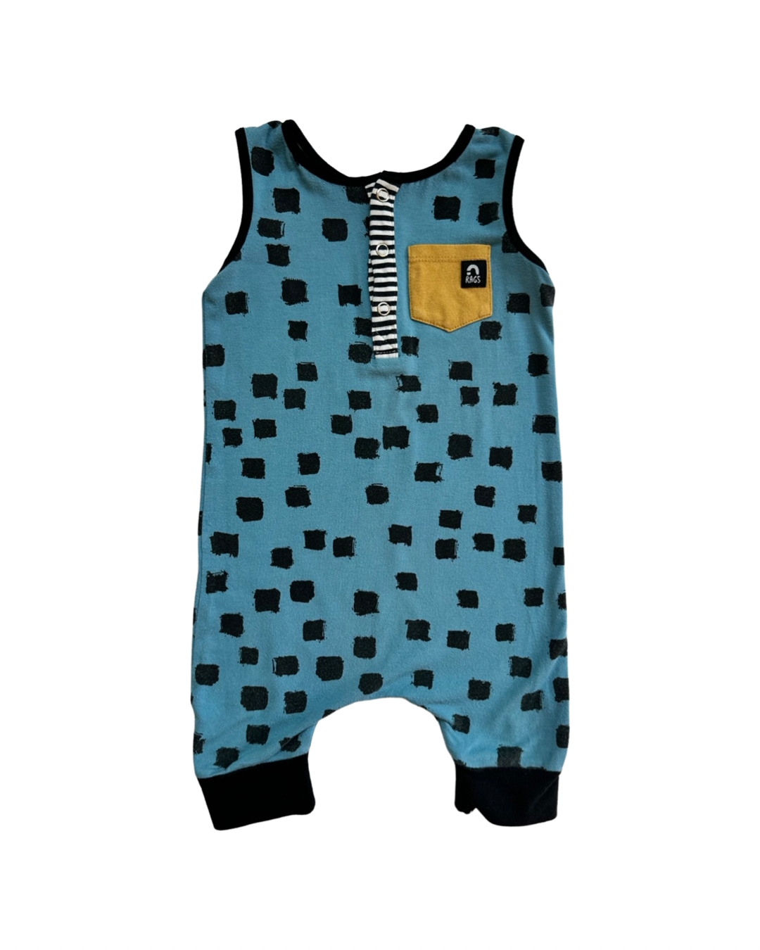 18-24M Baby Boy / Girl RAGS to Raches Blue / Black Tank Shortie Romper