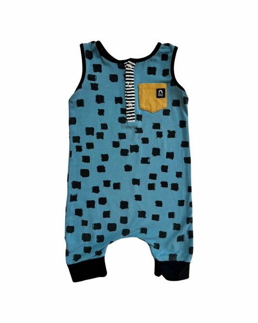 18-24M Baby Boy / Girl RAGS to Raches Blue / Black Tank Shortie Romper