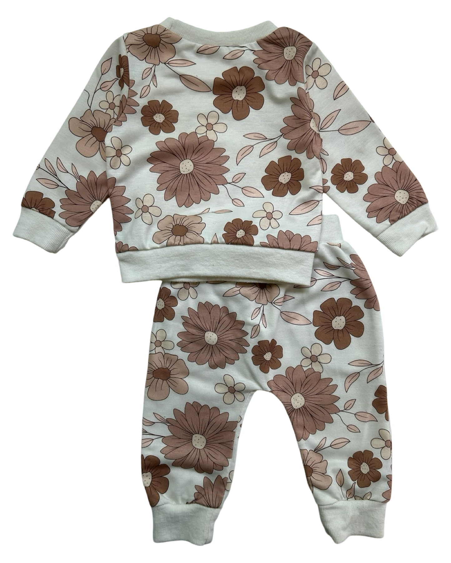 6-12M Baby Girl Floral Sweatshirt / Jogger Set