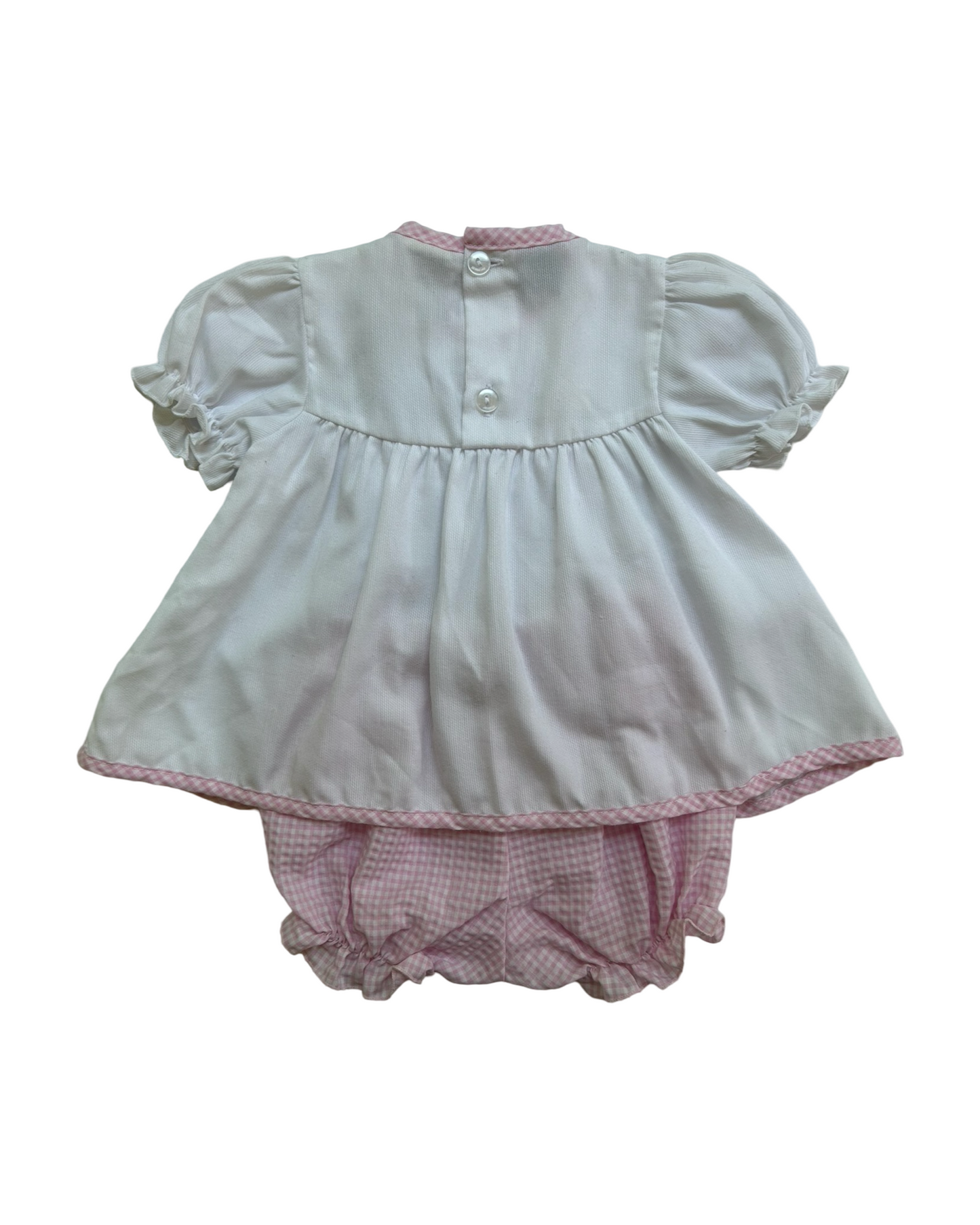 0/6M Baby Girl Little Lindsay Pink Gingham Trimmed Floral Vintage Dress