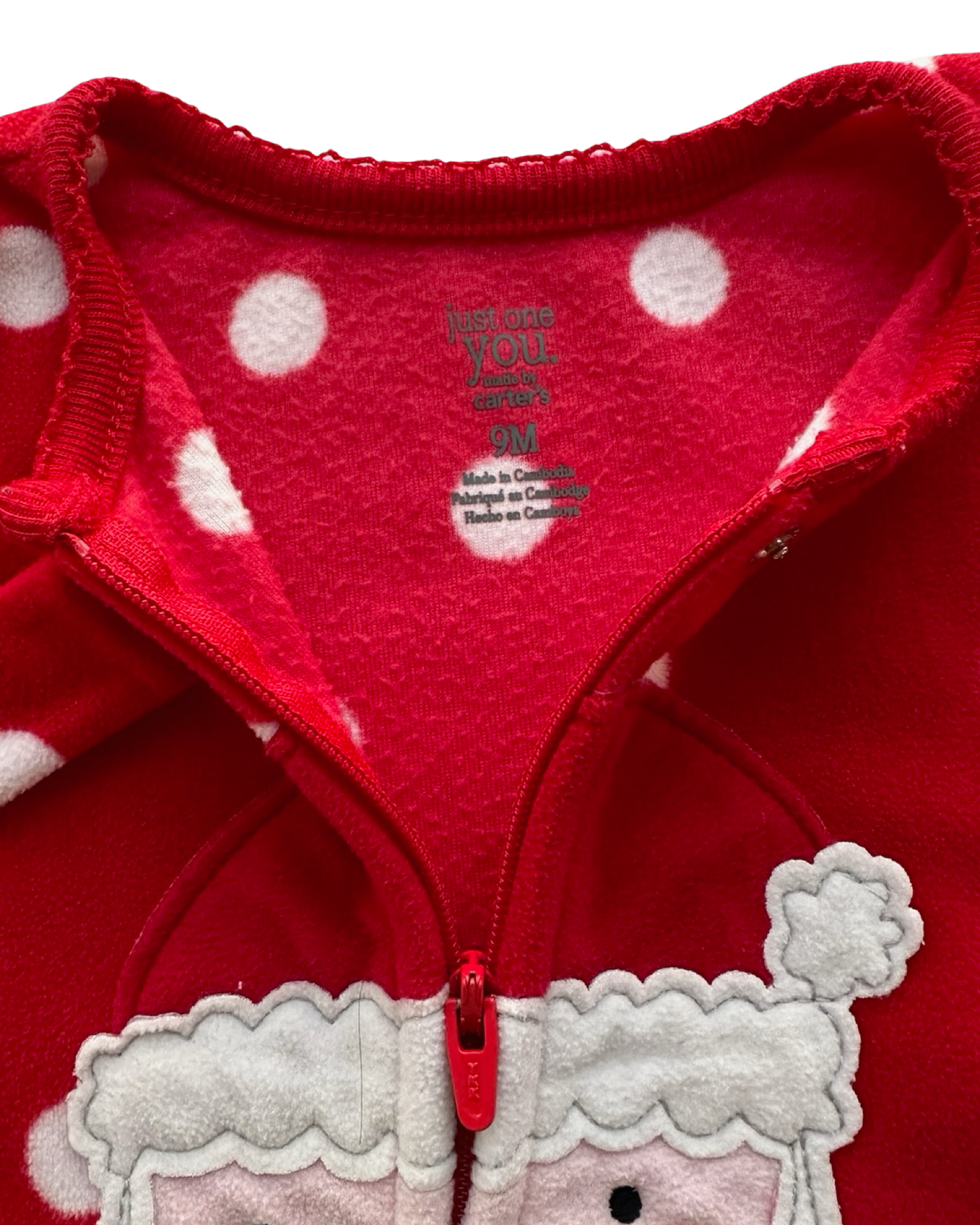 9M Baby Girls Carter’s Just One You Fleece Footed Pajama Christmas Santa🎅