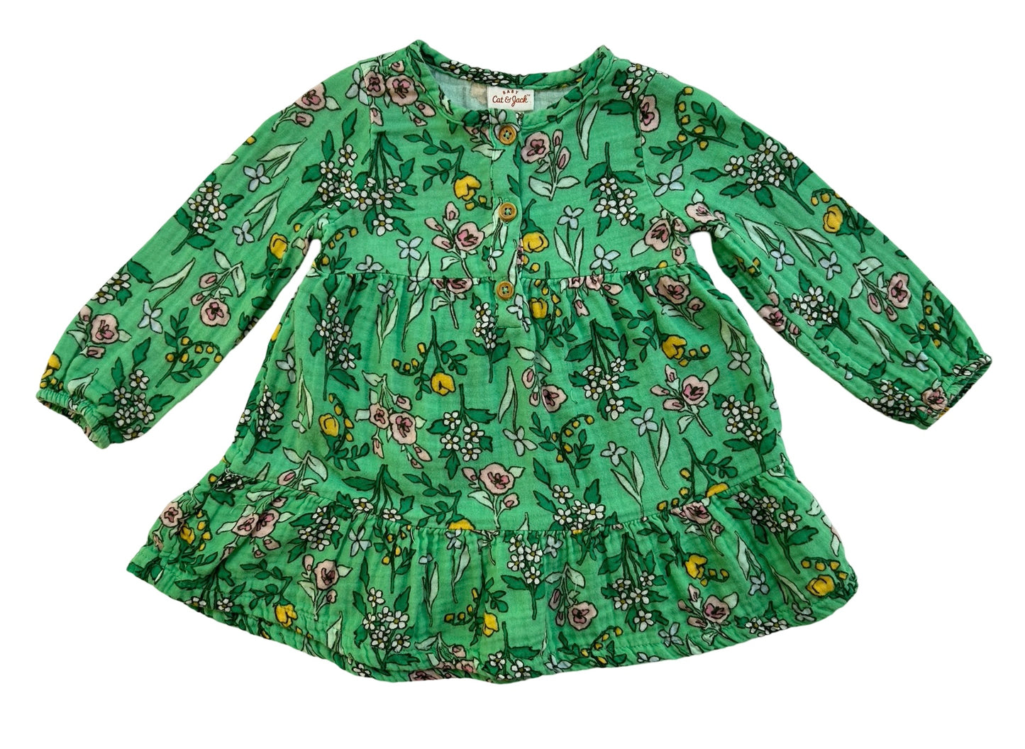 18M Baby Girl’s Cat & Jack Green Long Sleeve Floral Dress