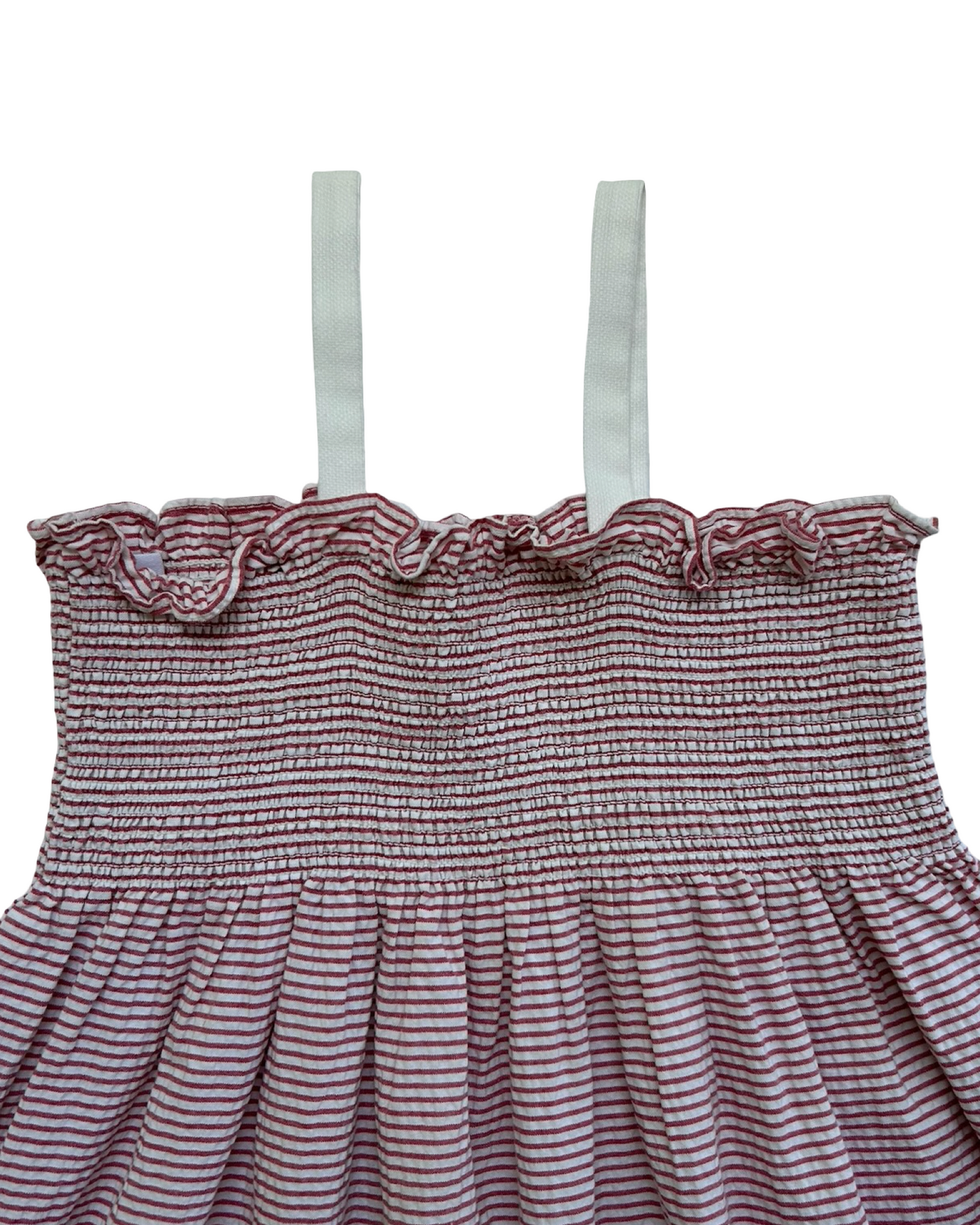 4T Toddlers Girls Frances Johnston  For Simi Striped Dress Whit Cherry Motif On Bodice And Gathered Skirt,