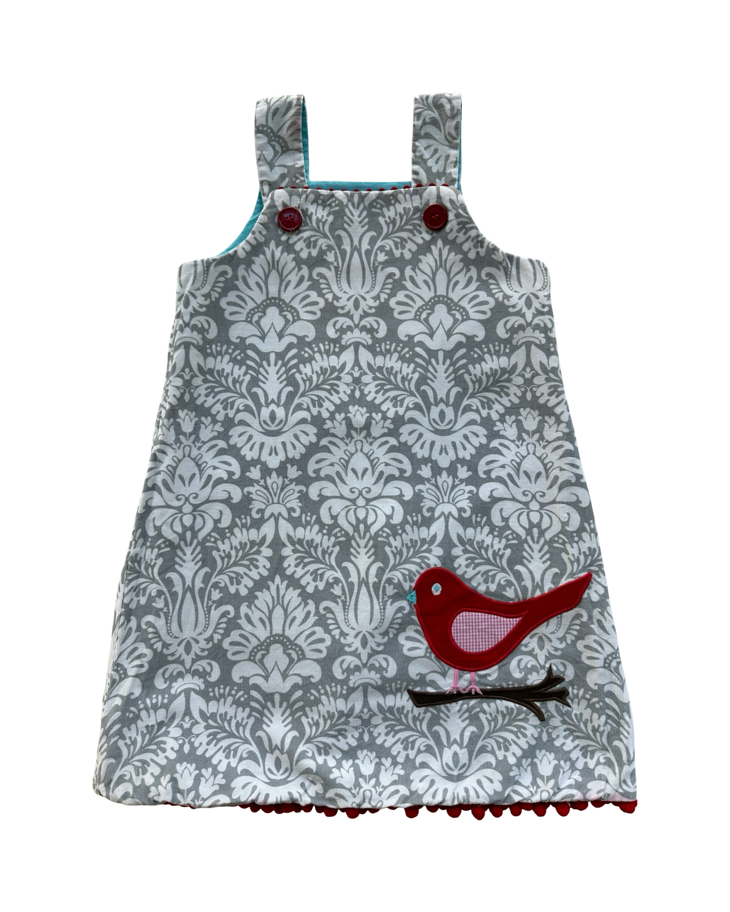 6T Toddler Girls Shrimp & Grits Reversible Bird 🐦/ Santa Claus 🎅 Corduroy Dress.