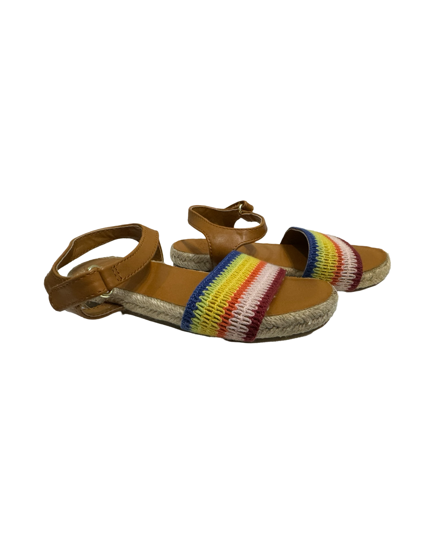 9C Toddler Girl Gap Kids Rainbow Striped Espadrilles Sandals Ankle Buckle