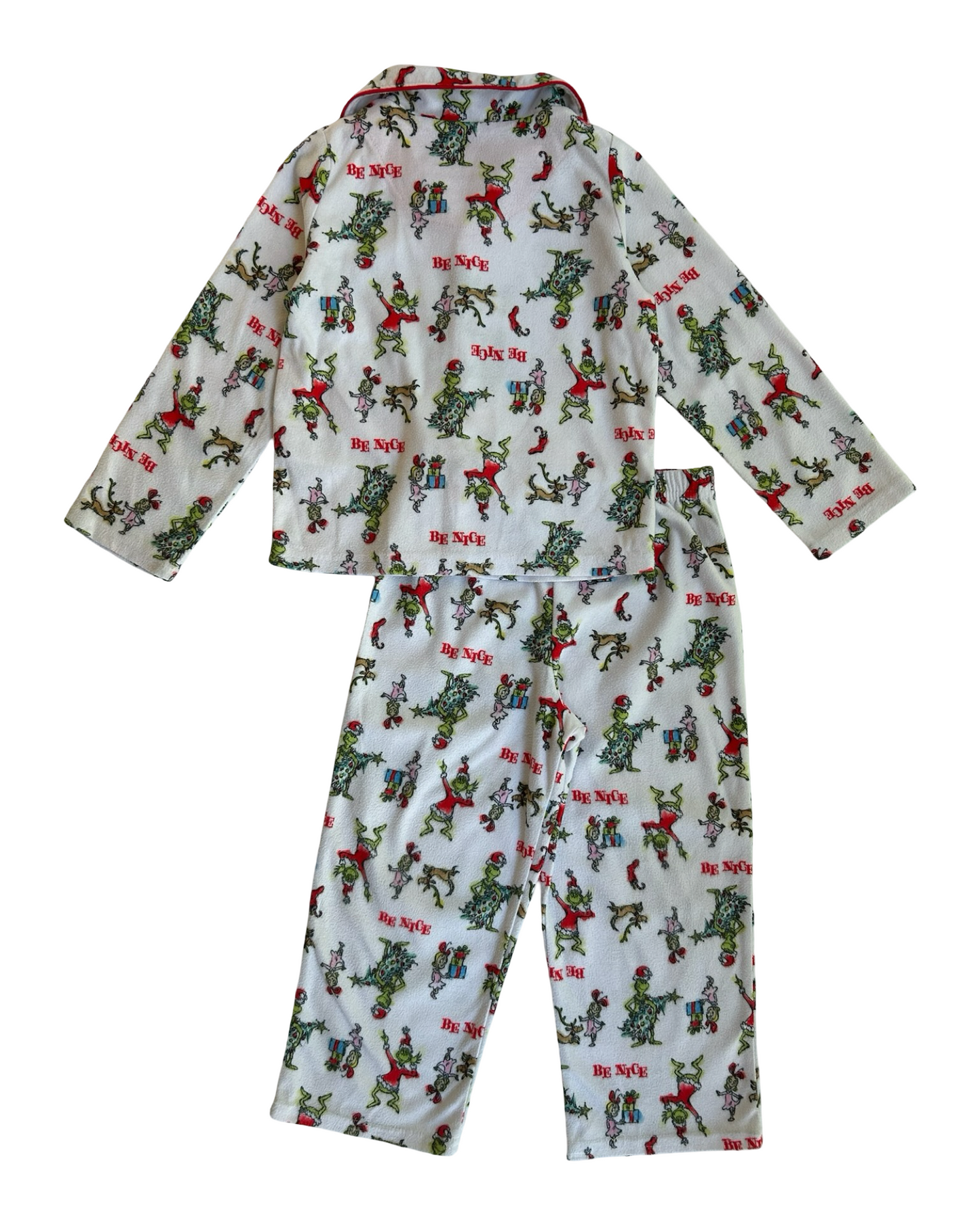 4T Toddler Boys/Girls (UNISEX) Dr Seuss The Grinch Flannel “Be Nice” Holiday Pajama 2 Piece Set