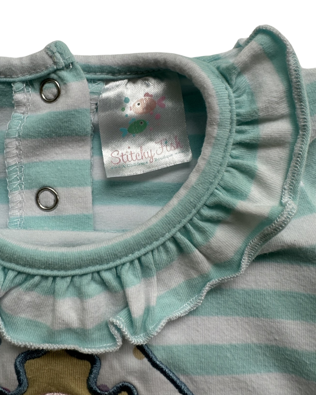3M Baby Girl Stitchy Fish Mint Striped Gingerbread House Christmas Romper