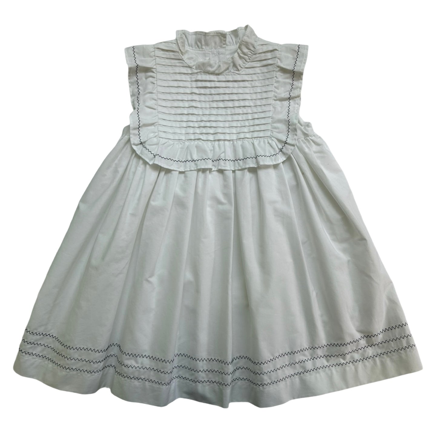 18-24M Baby Girls Janie & Jack Crips Pleating To The Ruffle, Zig-Zag Details And Diaper Cover 2 Pieces Set