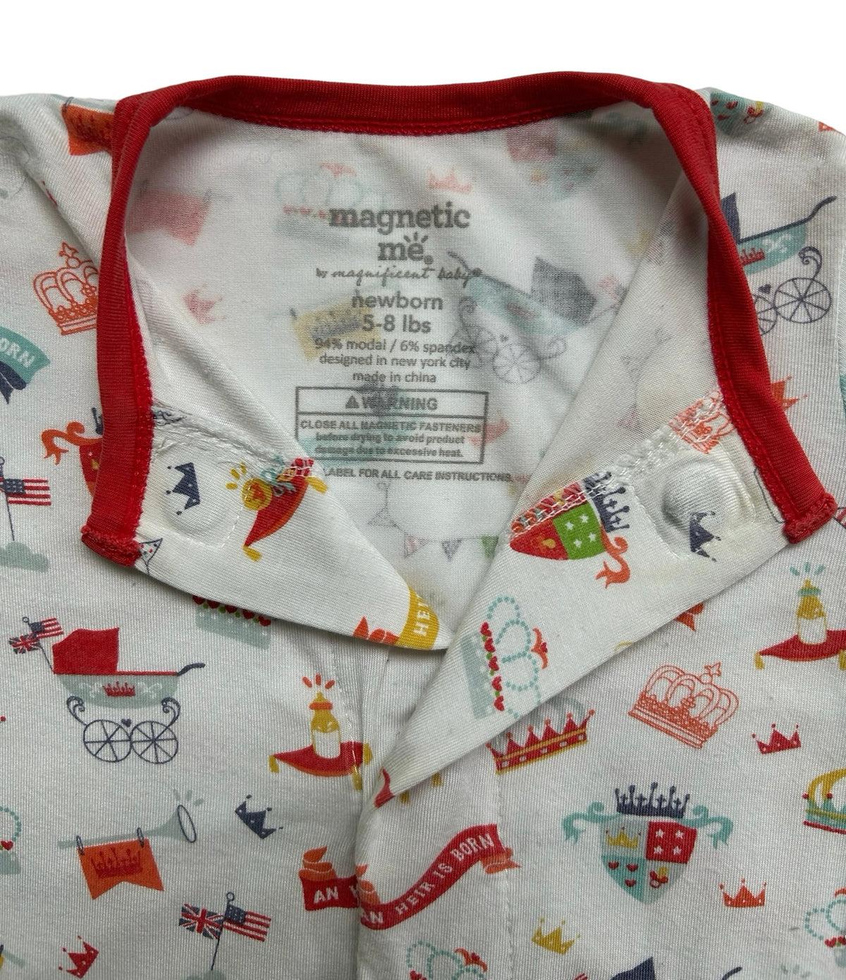 Newborn Baby Boy (5-8 LBS) Magnetic Me Baby’s An Heir is Born Modal Royal Baby Footed Sleeper Pajama
