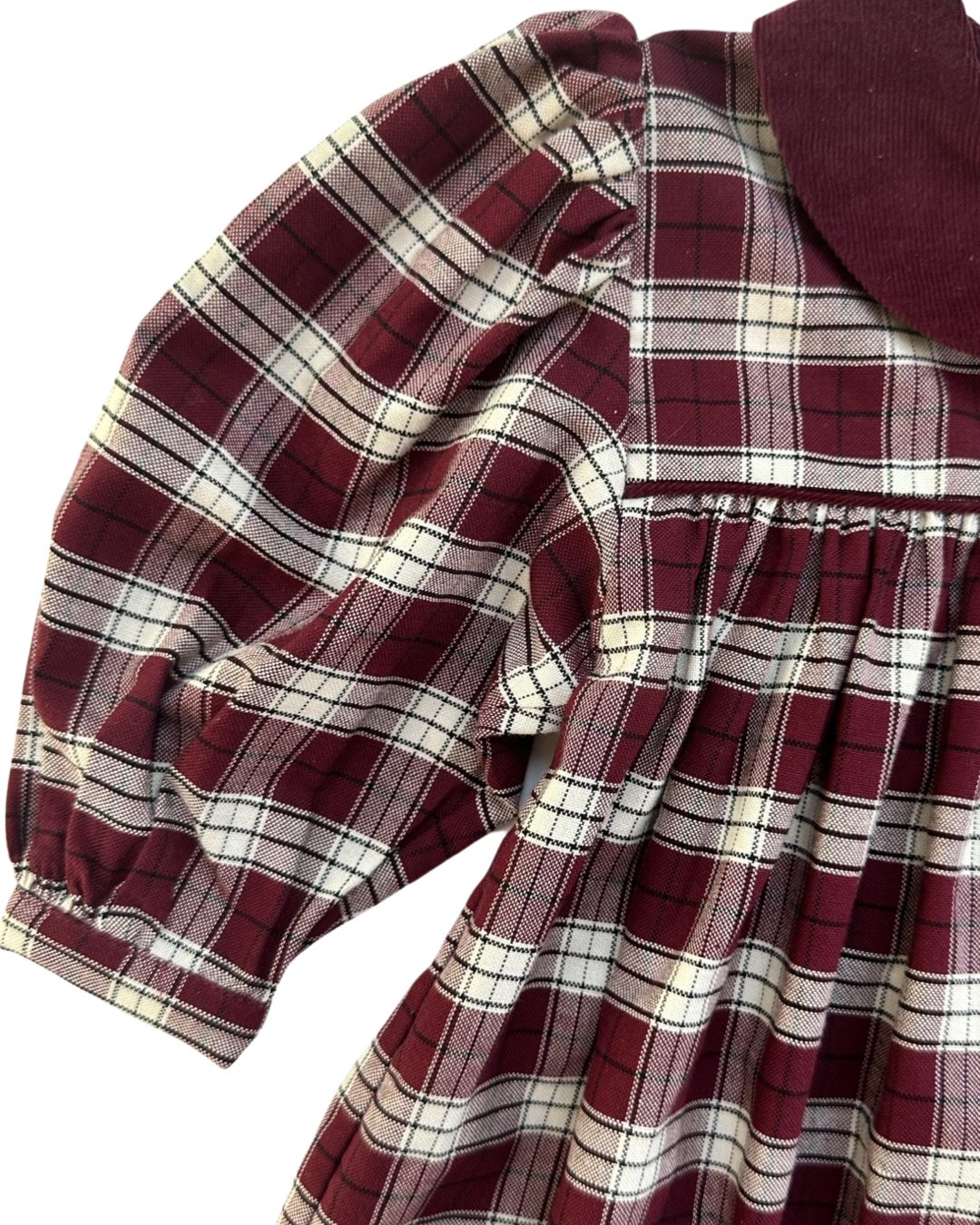 6M Baby Girl Classic Strasburg Maroon Plaid Peter Pan Collar Fall / Winter Dress