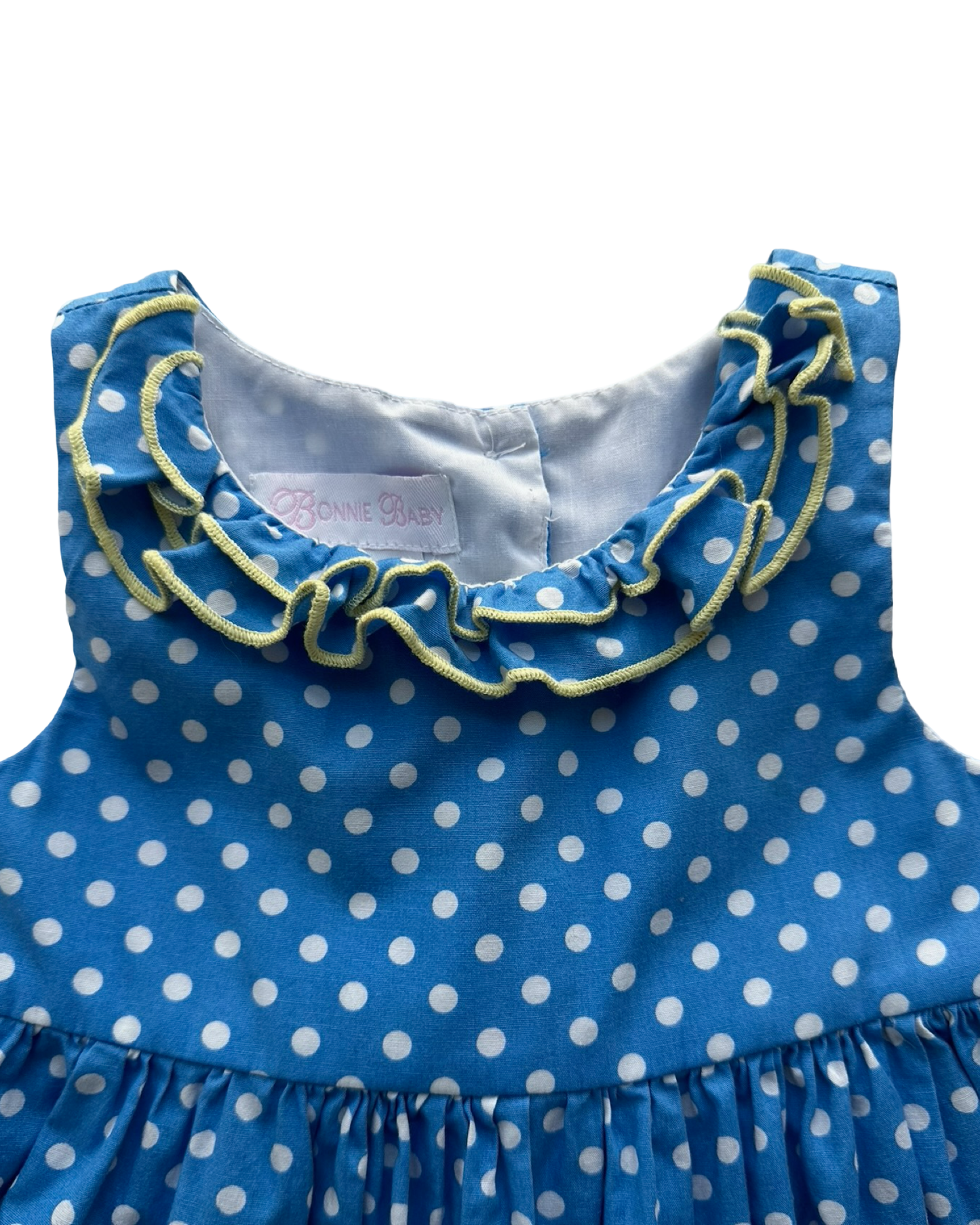 24M Baby Girls Bonnie Baby Polka Dots, Ruffle Collar, Embroidered Appliqué 🌼🌼🌼 🐞And Sleeveless Dress