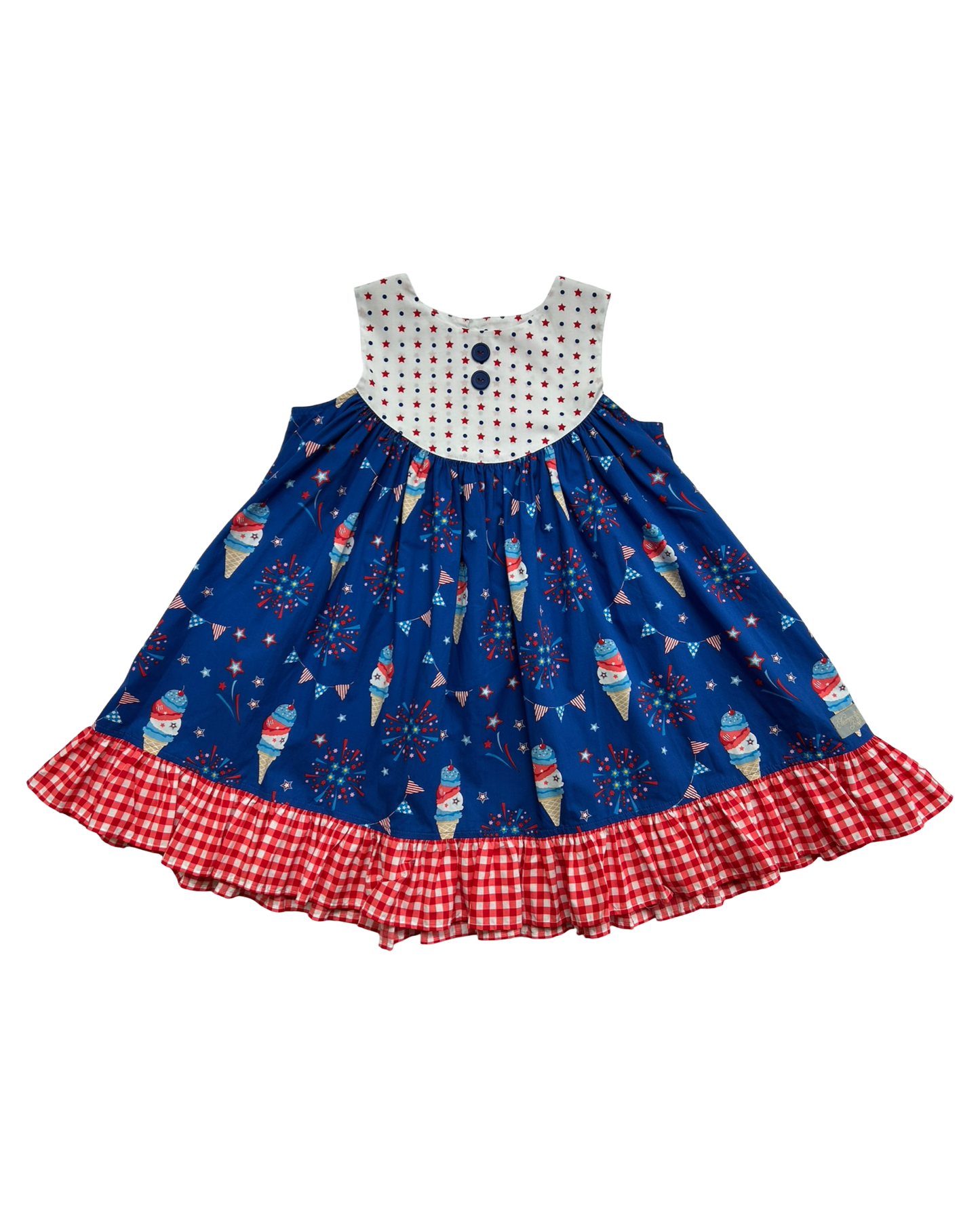 6T-7T Toddlers Girls Eleanor Rose Patriotic Ice Cream, Ruffle Dress