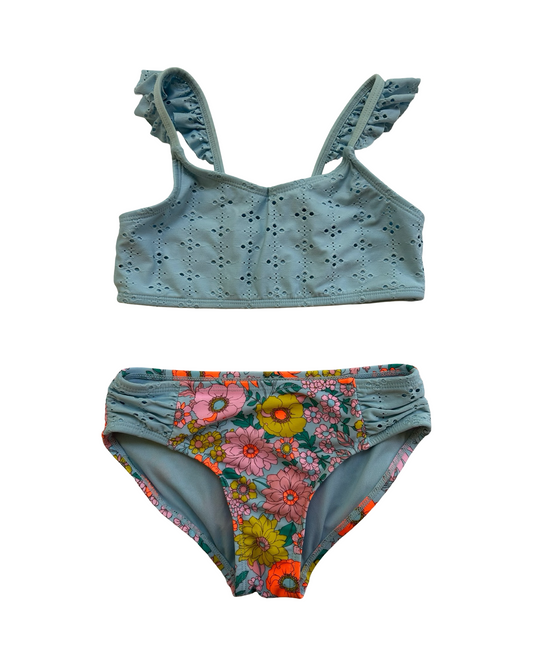 S 6T-7T Toddlers Girls Wildflowers Fun Bikini Set 2 - Pieces.