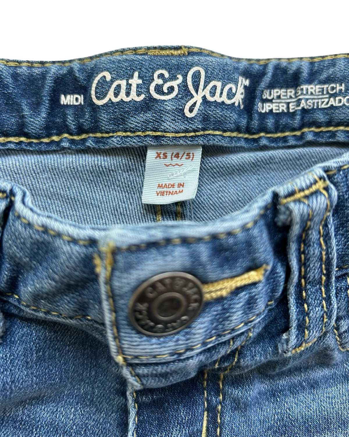 XS 4T -5T Toddler Girls Cat & Jack Denim Jean Shorts With adjustable Waist