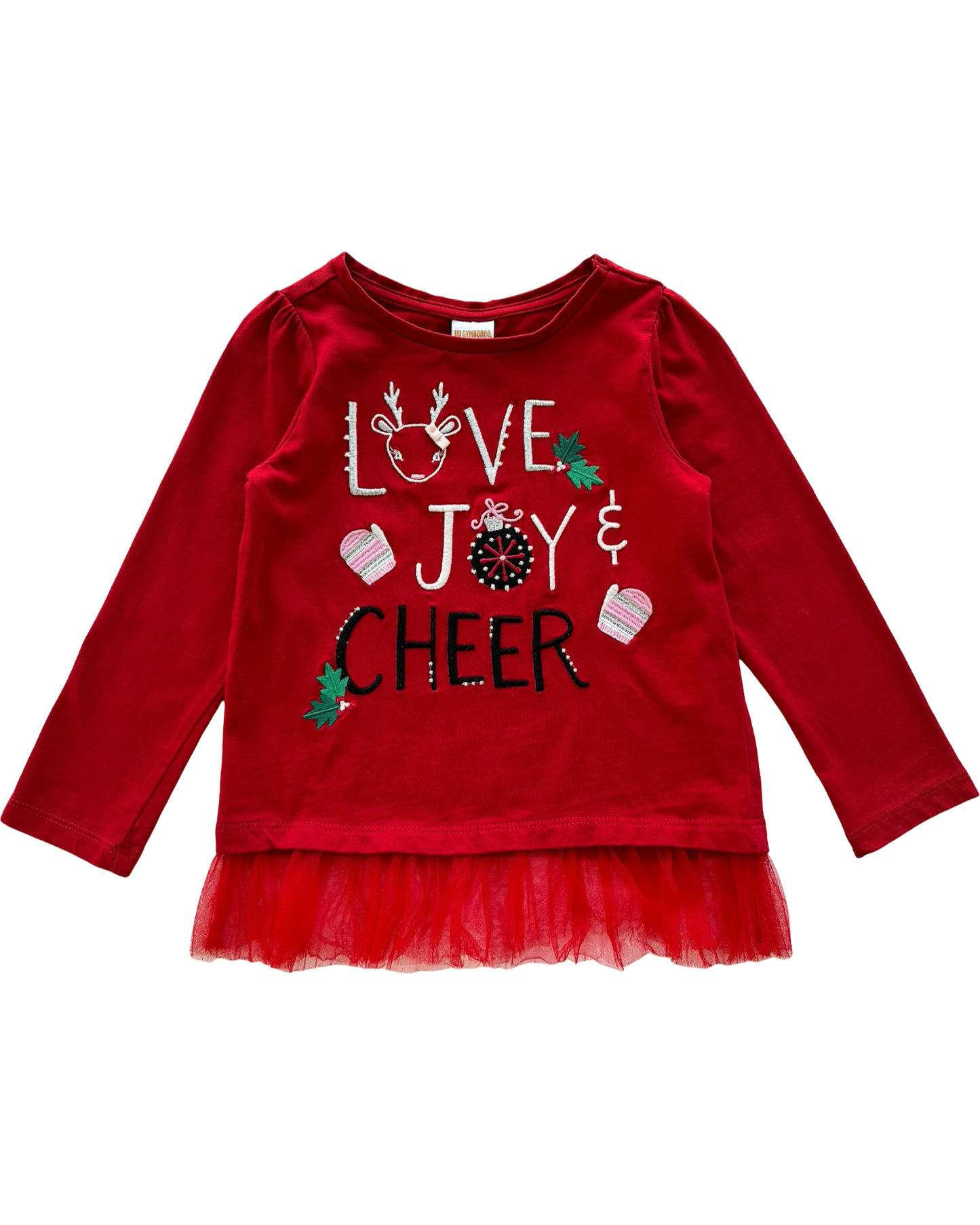 3T Toddler Girls Gymboree Tulle Tunic Love Joy Cheer Top Shirt