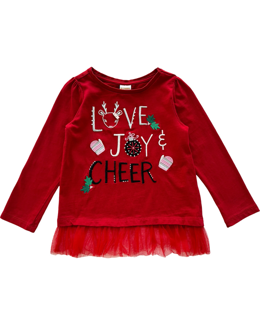 3T Toddler Girls Gymboree Tulle Tunic Love Joy Cheer Top Shirt