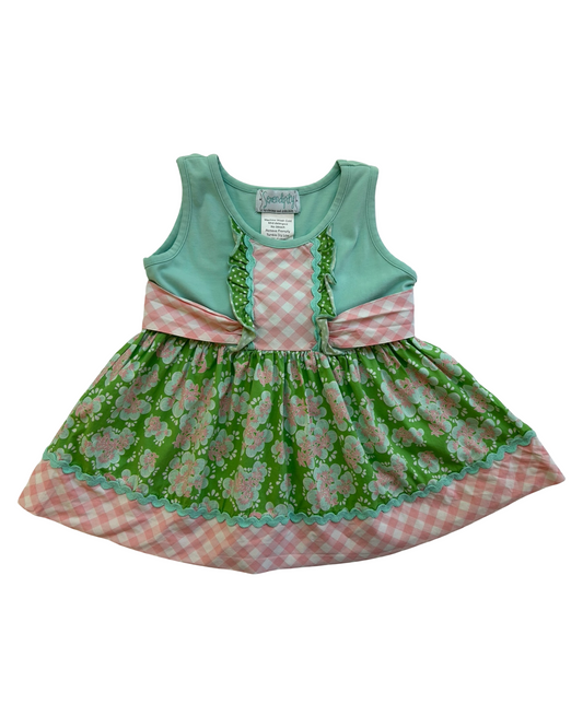 4T-5T Toddlers Girls Serendipity By Shrimp & Grits Floral / Gingham Tunic Top.