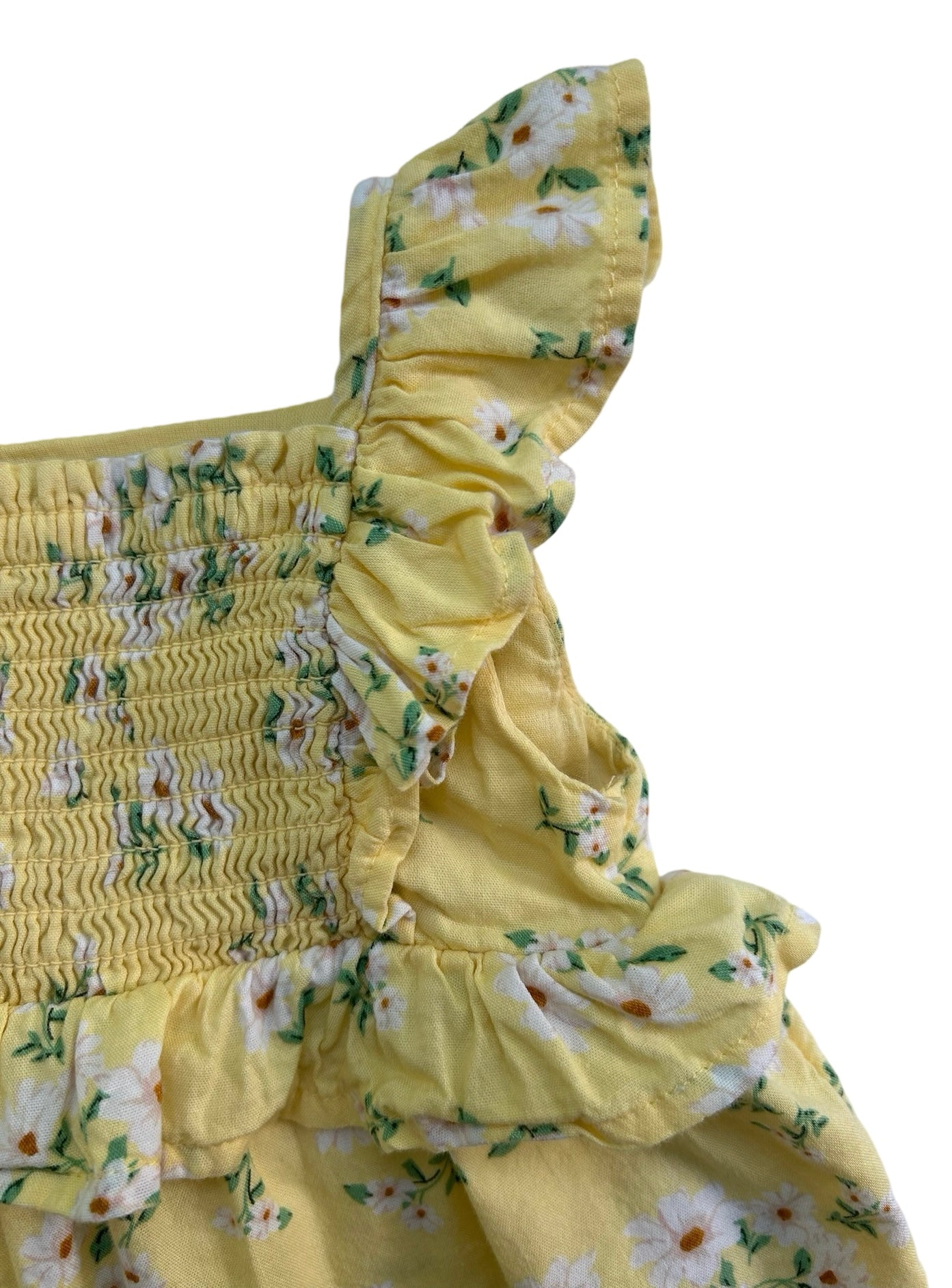 3-6M Baby Girl Old Navy Yellow Ruffle trim Floral Dress w/ Bloomers