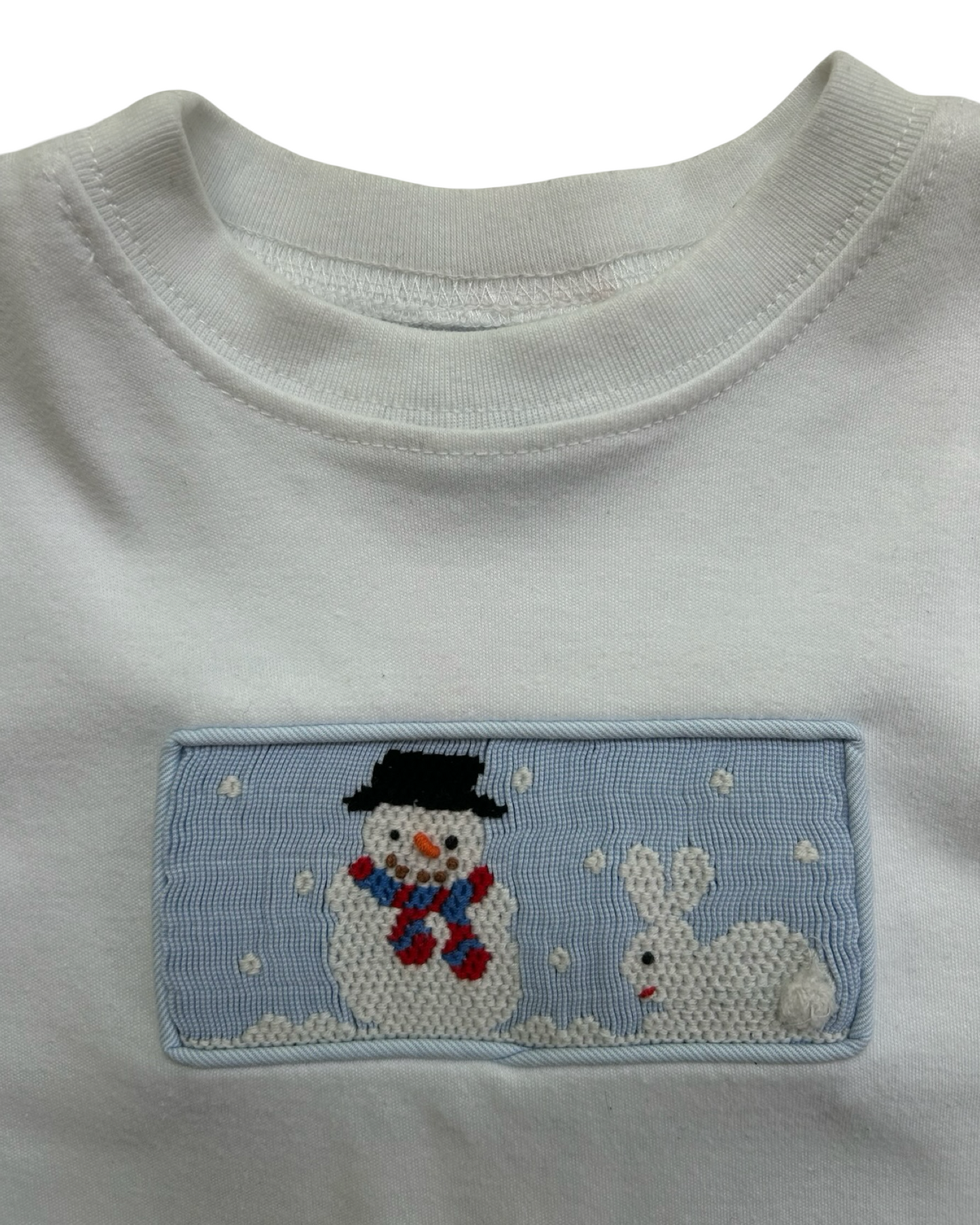 4T Toddler Boys Remember Nguyen Smocked Snowman ☃️ Rabbit 🐇 Short Sleeve Shirt.