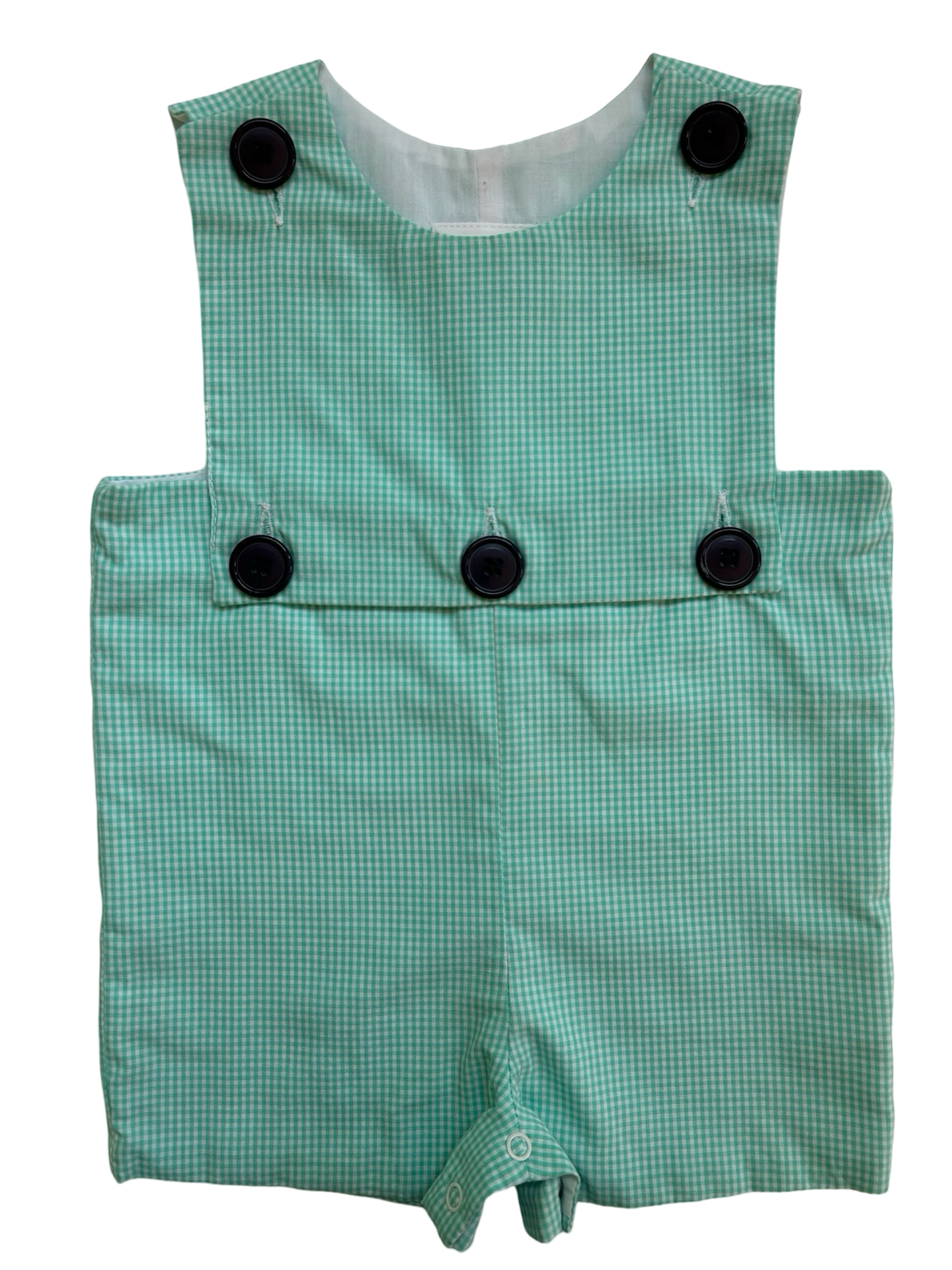 6M Shrimp & Grits Baby Boys Teal Gingham Jon Jon One Pieces.