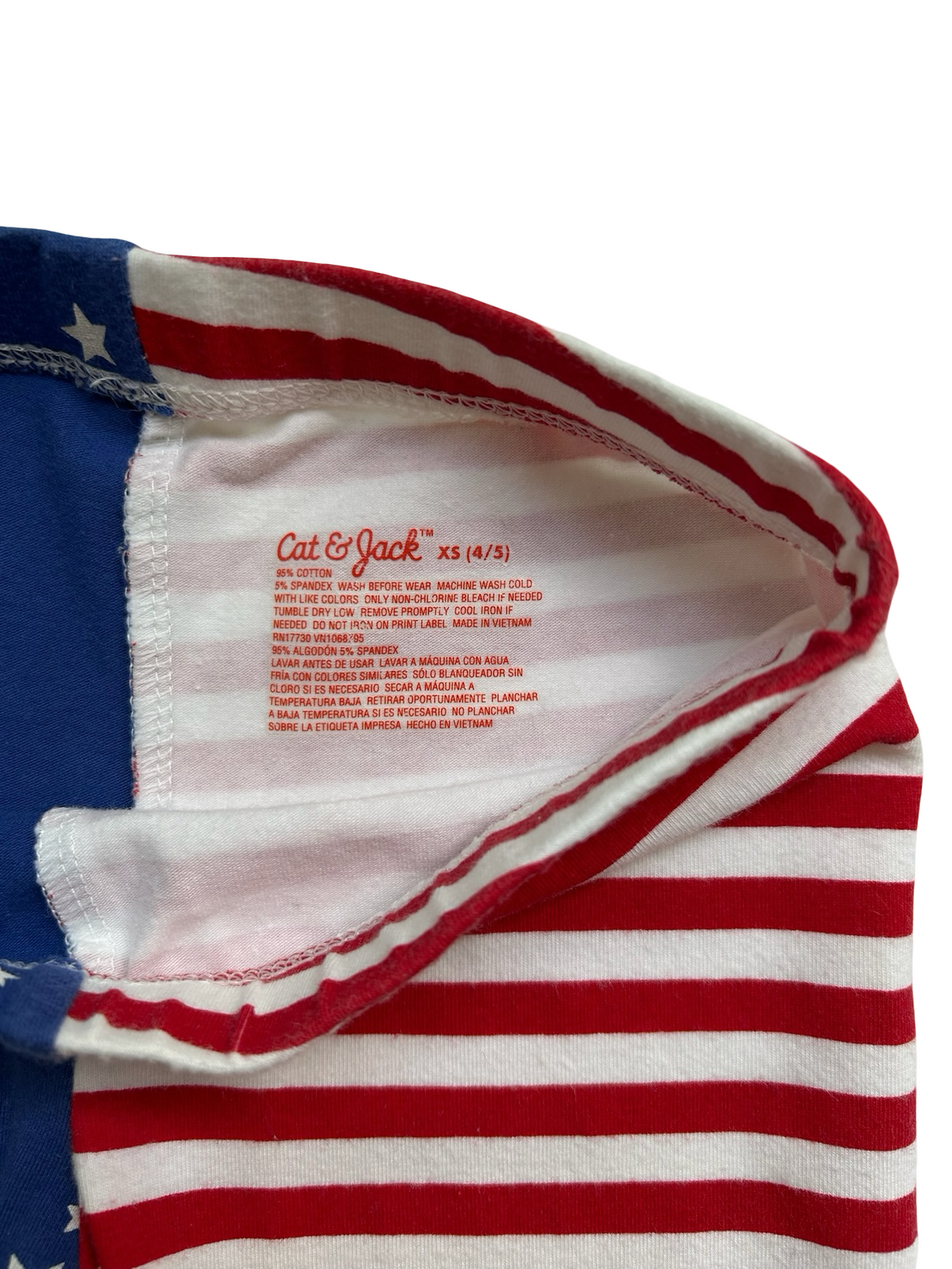 4T/ 5T XS Toddler Boy Cat & Jack 4th Of July Flag Stars Stripes Patriotic Pants 👖 Pajama One piece.