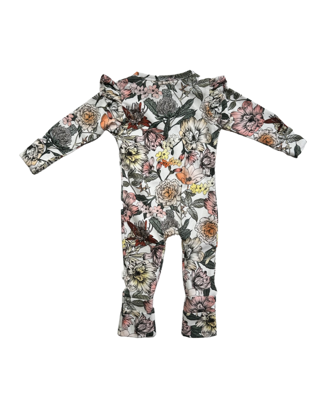 0-3M Baby Girl Snuggle Hunny Organic Cotton Floral Romper / Sleeper