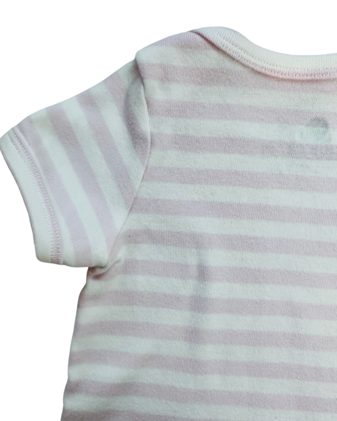 0-3M Baby Girl Pink & White Striped Primary Romper