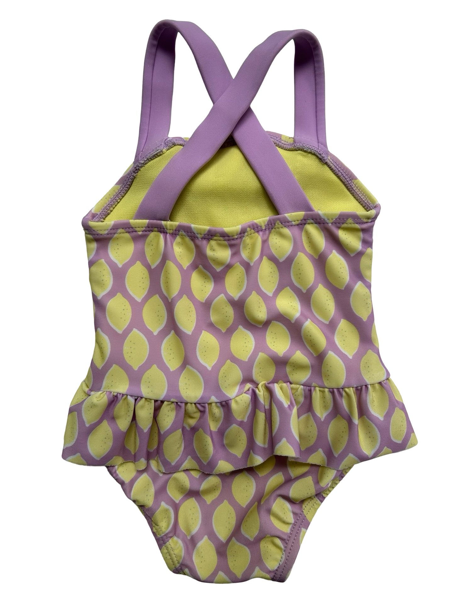 6M-9M Baby Girl Cat & Jack Lemon Print One Piece Swimsuit w/ Snap Closure