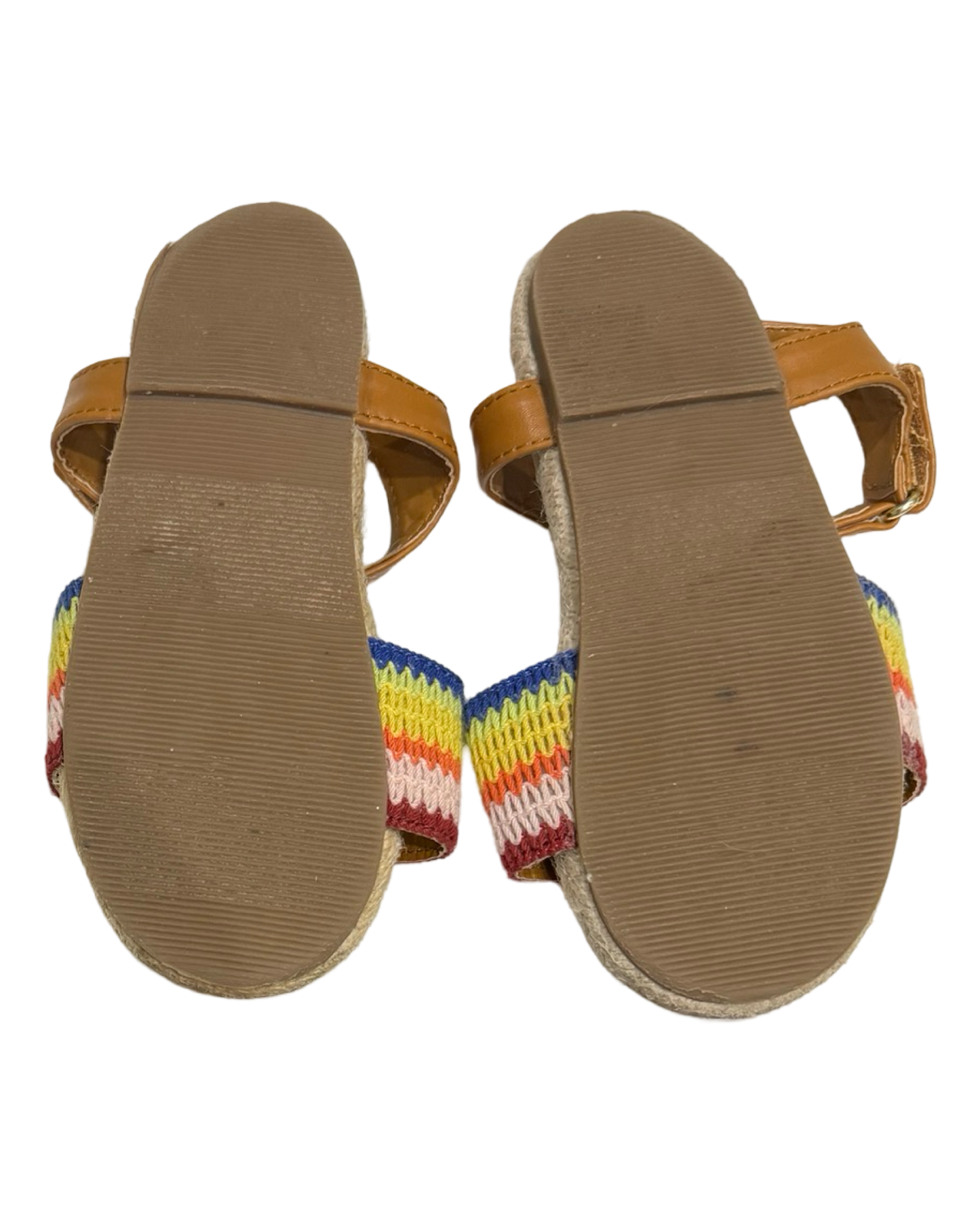 9C Toddler Girl Gap Kids Rainbow Striped Espadrilles Sandals Ankle Buckle