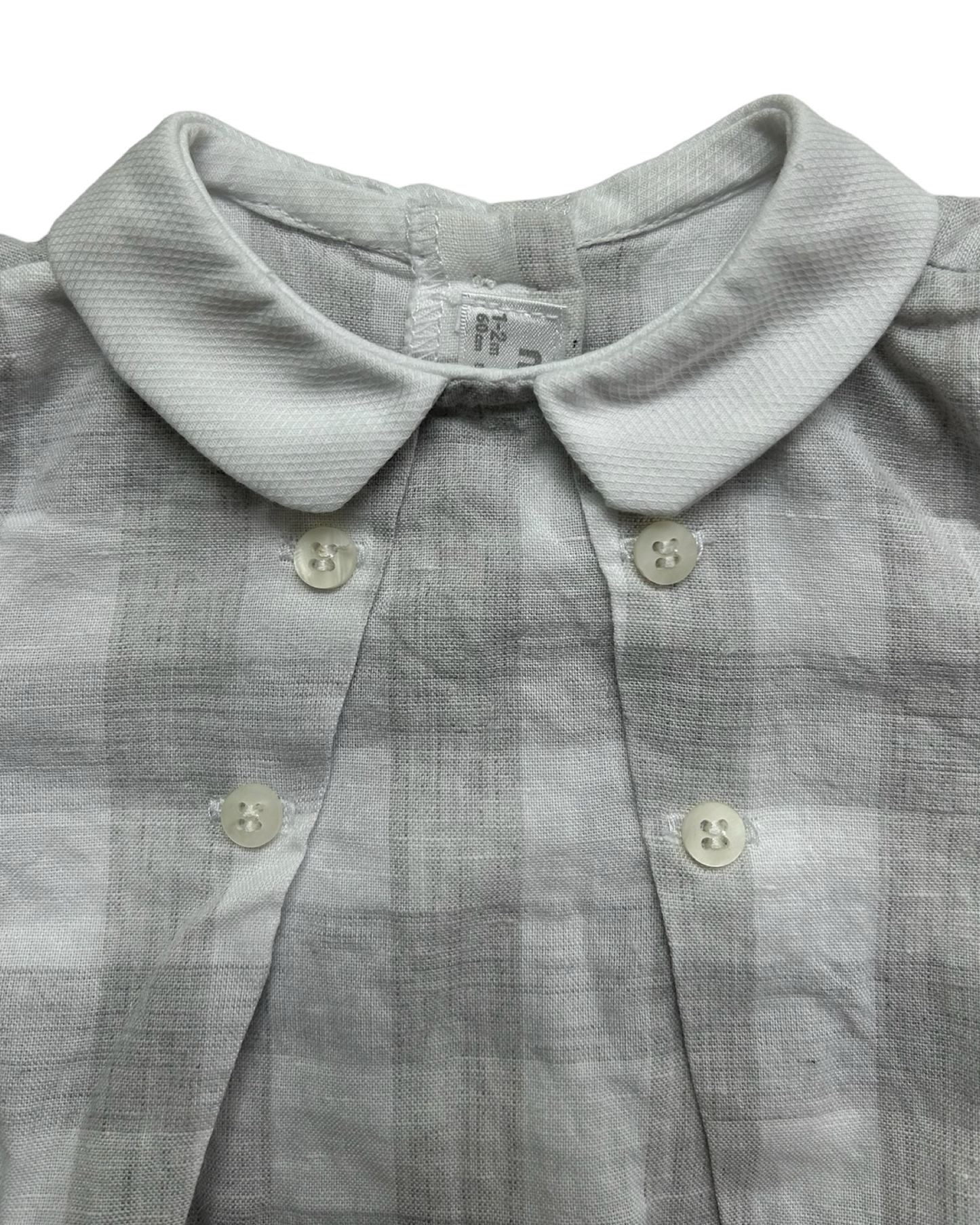 0-3M Baby Boy Gray Gingham Checked Mayoral Bubble Onesie