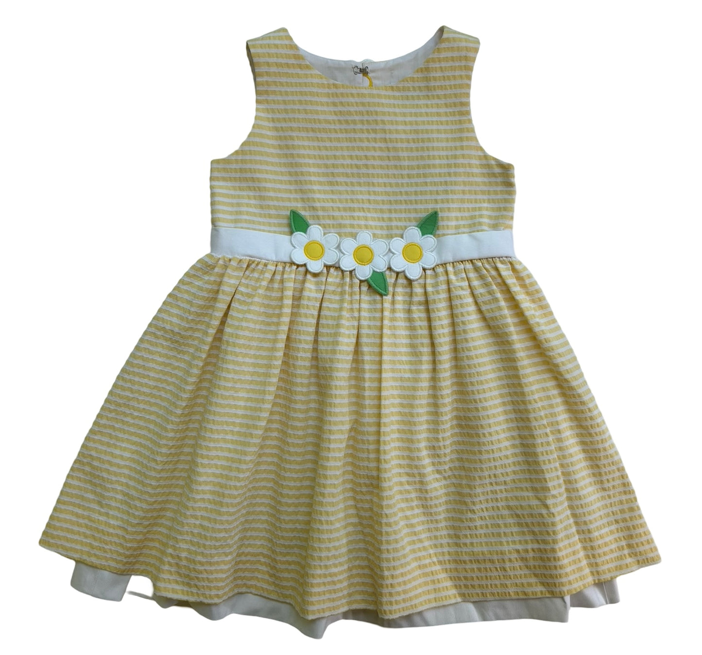 4T Florence Eiseman Yellow Striped / Flowers Dress NWT.