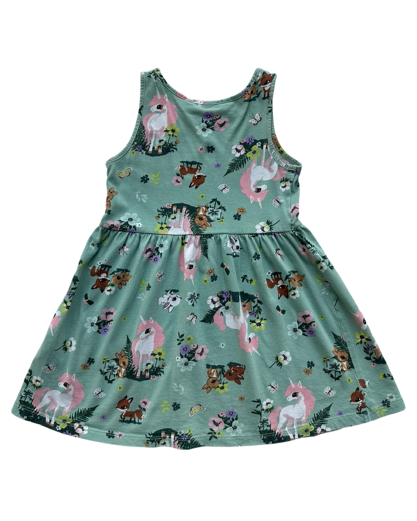 3T-4T Toddler Girls H&M Patterned Jersey Forest / Animal Dress🌳 💐🦄🐇🦋