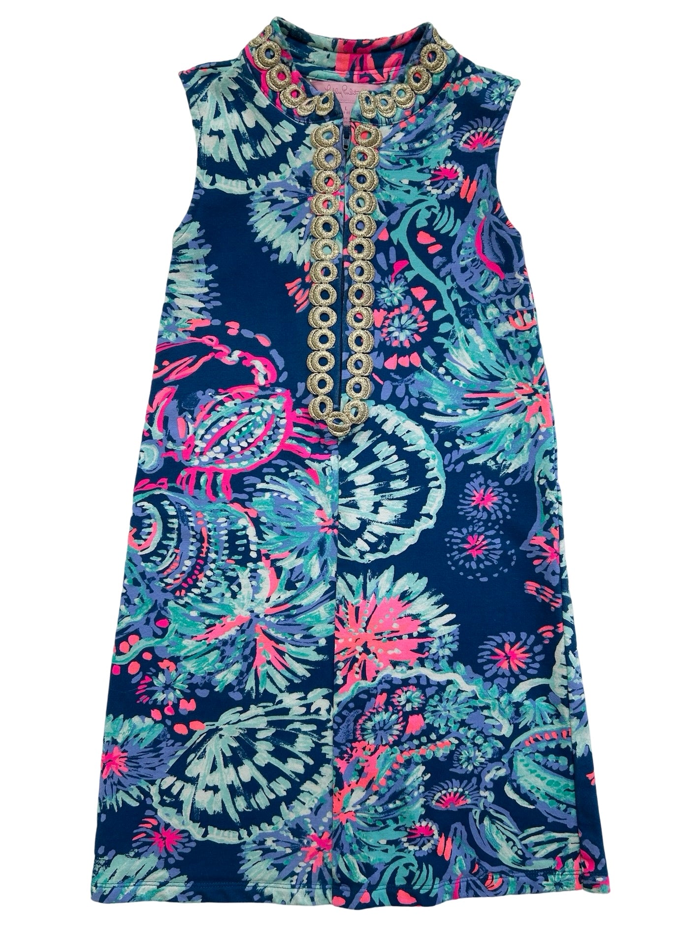 L (8-10 Years) Lilly Pulitzer Youth Girls Jane Shift Dress Deep Indigo With Zipper.