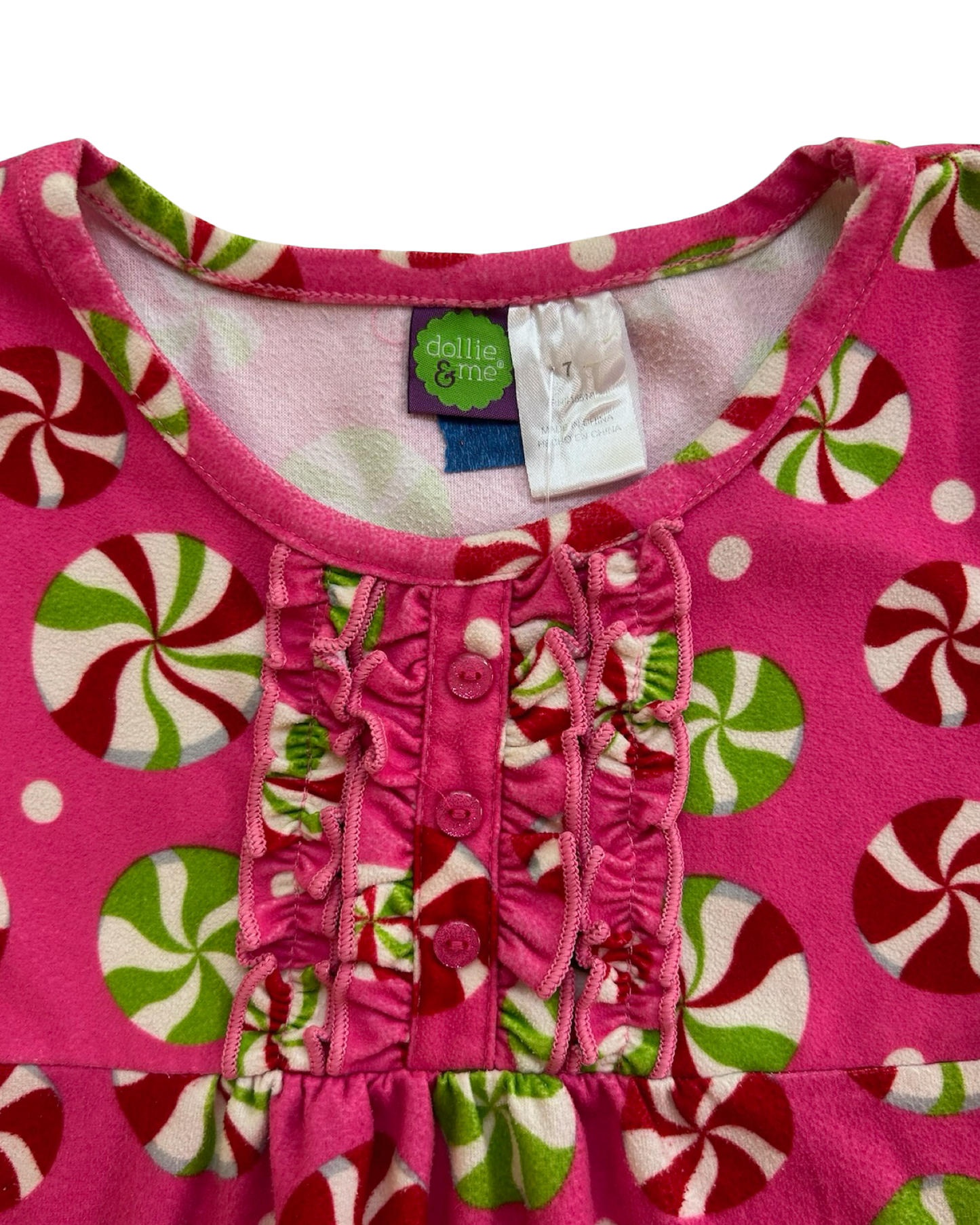 7T Toddler Girls Dollie & Me Candy Fleece 🍭 Nightgown Pajama Long Sleeve Dress