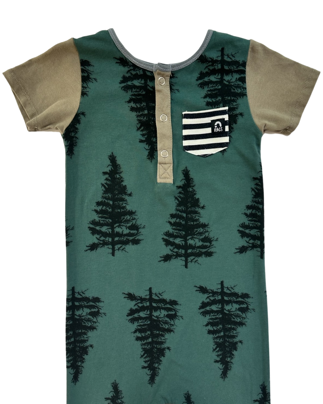 18-24M Baby Boy RAGS to Raches Green Evergreen Trees Romper