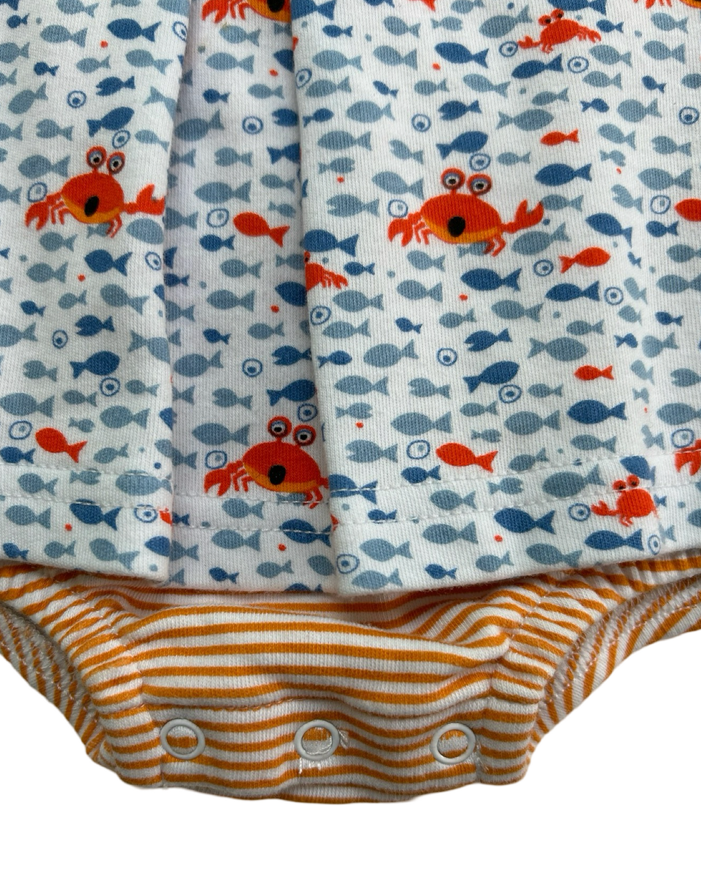 6M Baby Girl Zutano Vintage Fish Crab Onesie Dress