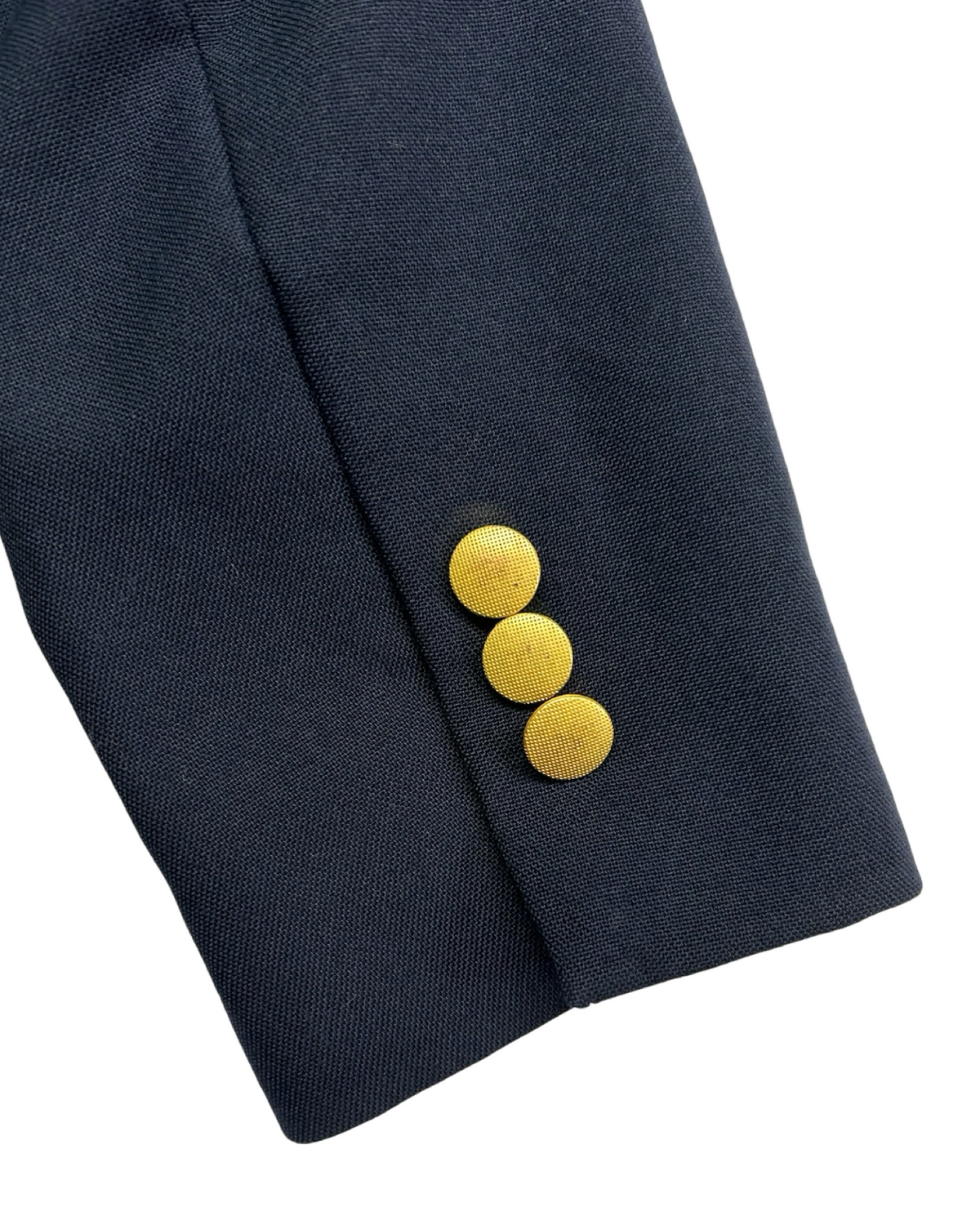 10Y Young Boys Lands’ End Blazer Jacket Navy Blue 45% Wool Lined Brass Buttons.