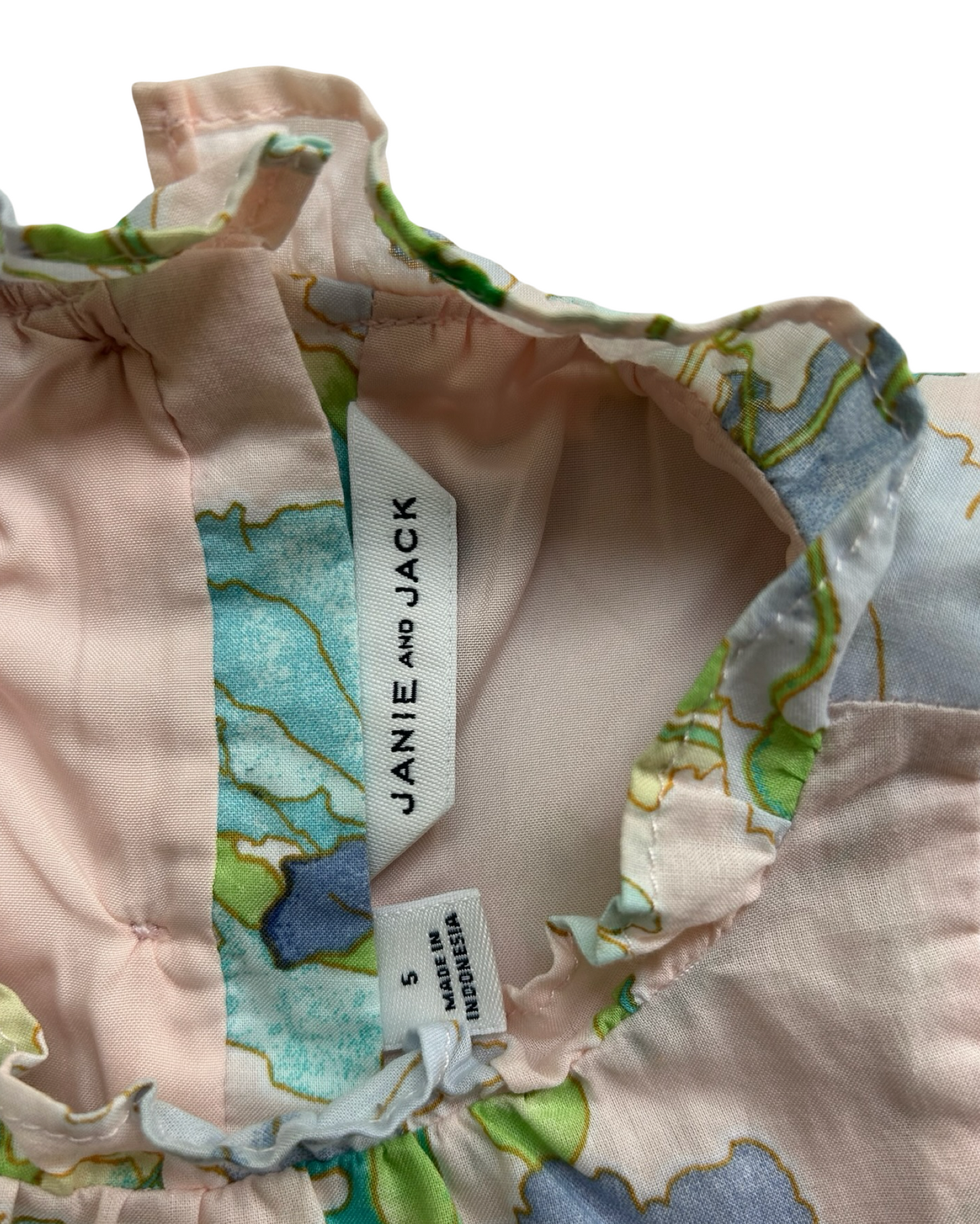 5T Toddlers Girls Janie and Jack Floral Smocked Ruffle Top.