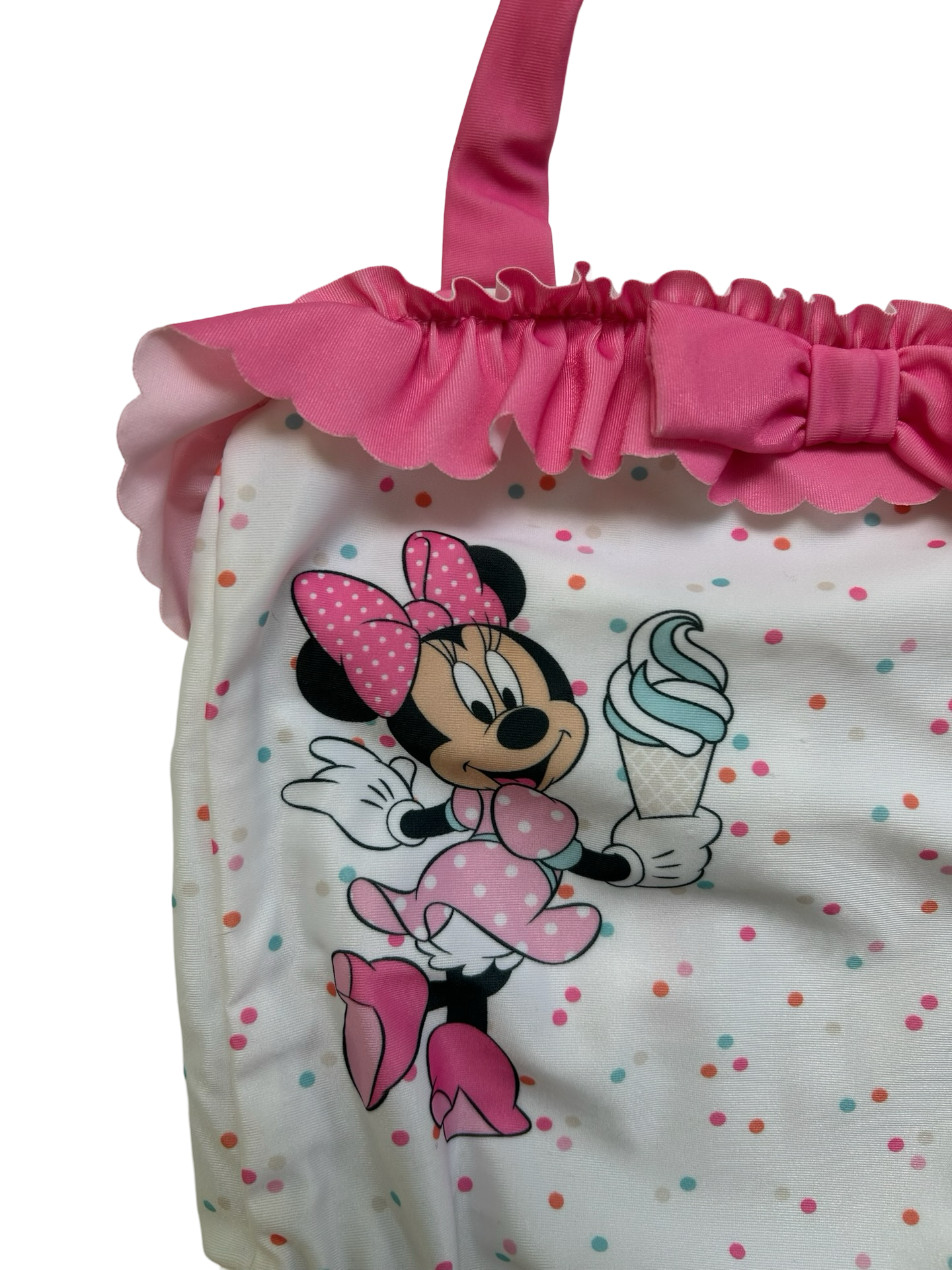 12M -18M Baby Girls Disney Minnie Mouse With Ice Cream Swimsuit One Piece.