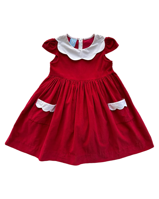 4T Toddler Girl Red Corduroy Bella Bliss Flutter Sleeve Dress