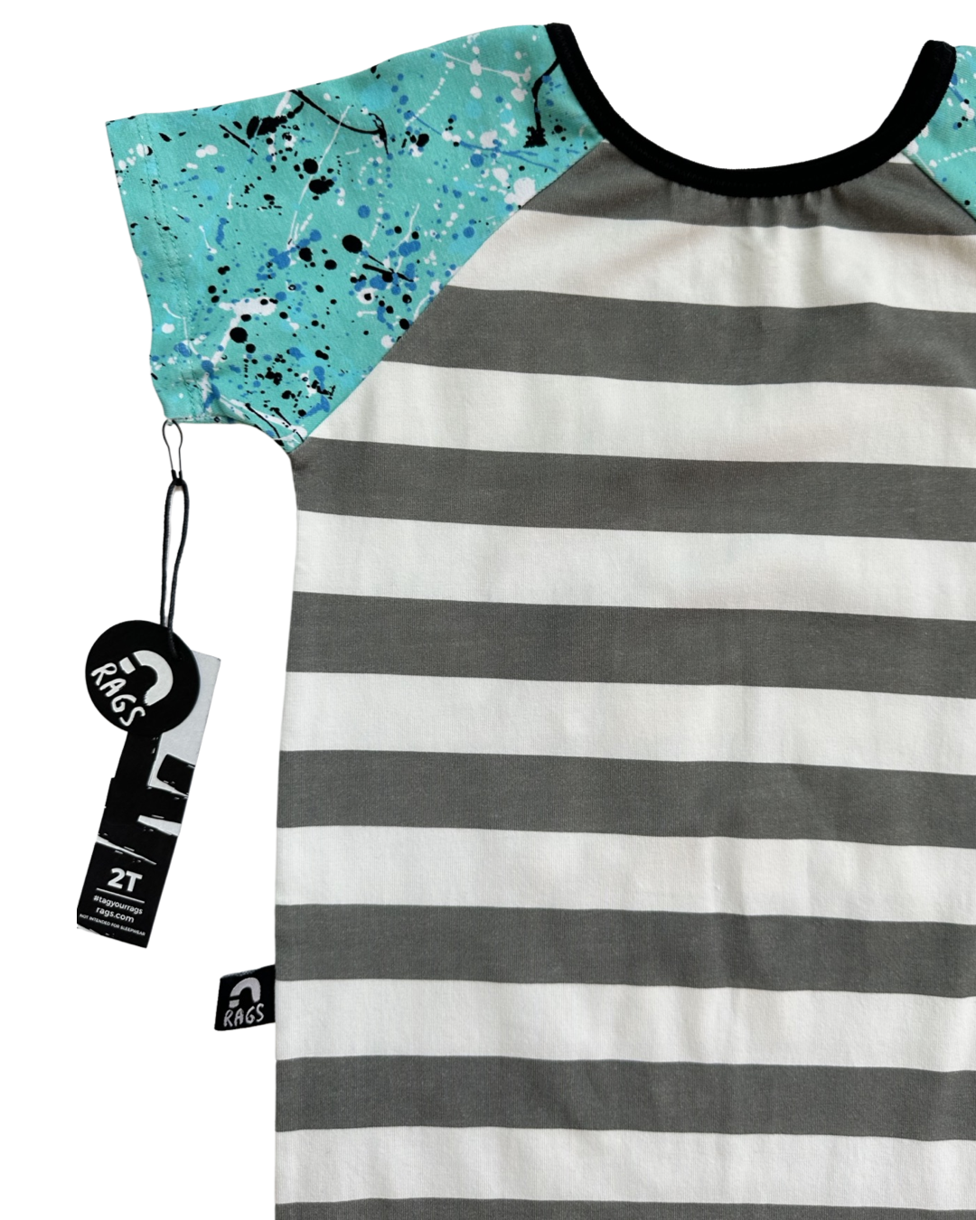 2T Toddler Boy / Girl RAGS to Raches Abracadabra Gray Striped Shortie Romper