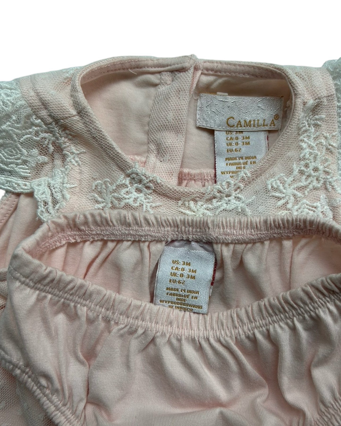 3M Baby Girl Light Pink Camilla Lace Overlay Dress with Bloomers