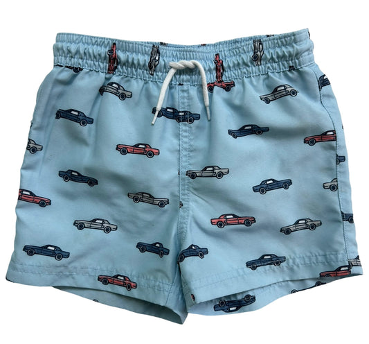 18M-24M Baby Boys Janie & Jack Cashmere Blue Car Print Short Swim Trunk