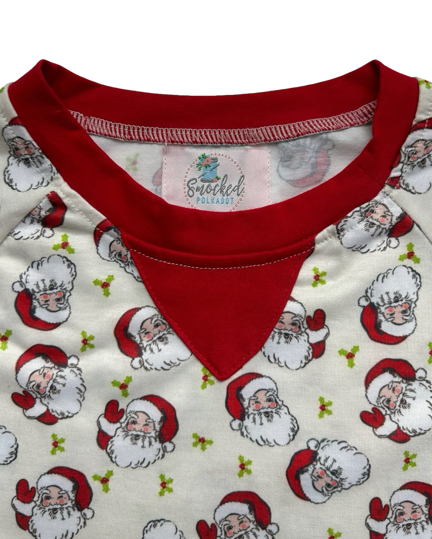 5T-6T Toddler Boys Vintage Smocked Polkadot Santa Knit Loungewear Pullover