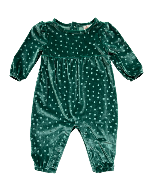 0-3M Baby Girls Cat & Jack Velvet Polka Dot Romper