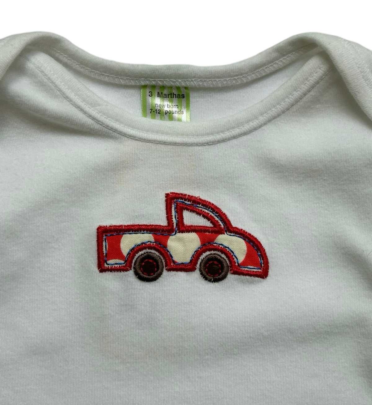 0-3M Marthas Truck Gown Newborn Boys Size 0-3 Months. (7-12 Pounds).