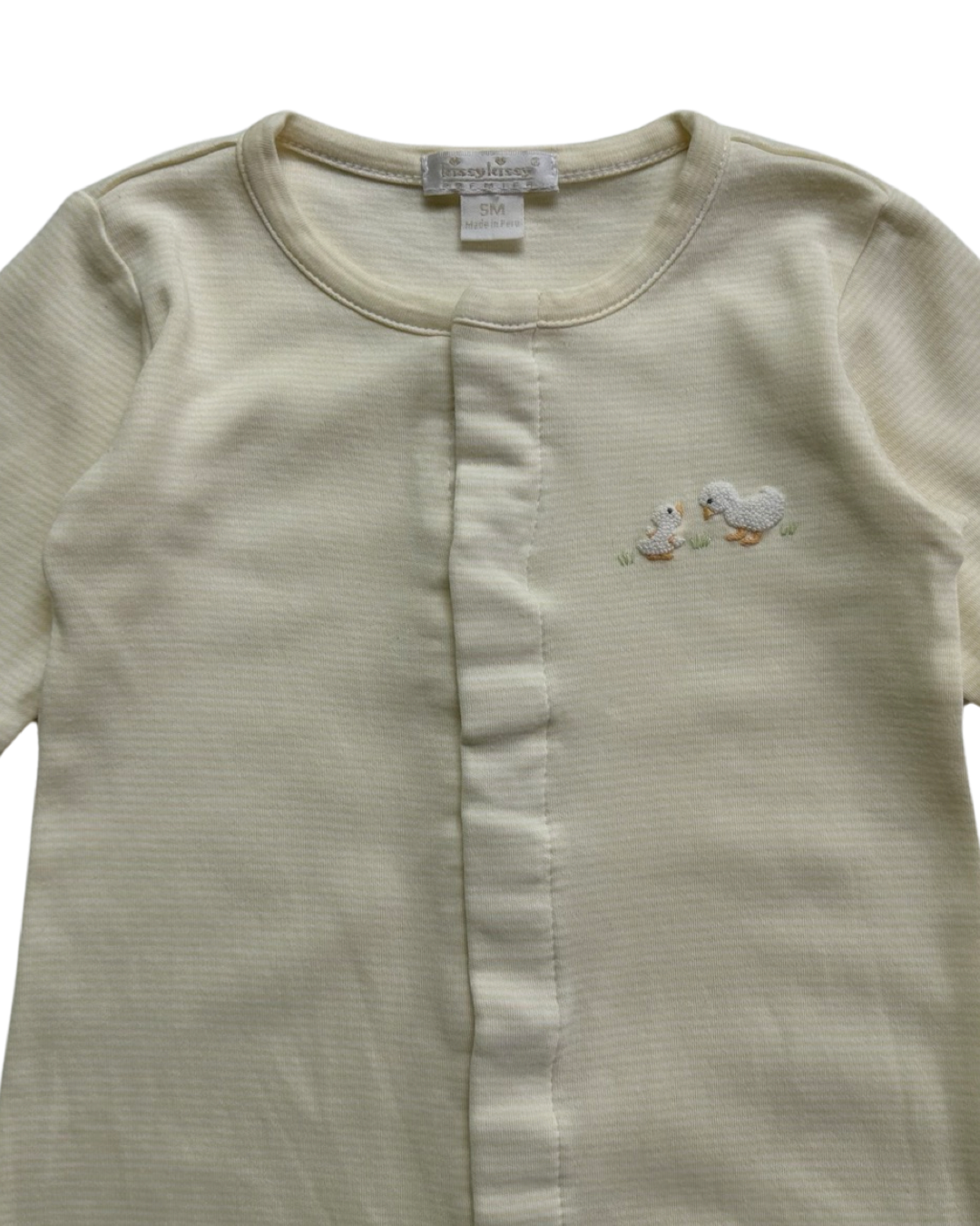 Baby Girl / Boy Small Kissy Kissy Pale Yellow Duck Convertible Gown Romper