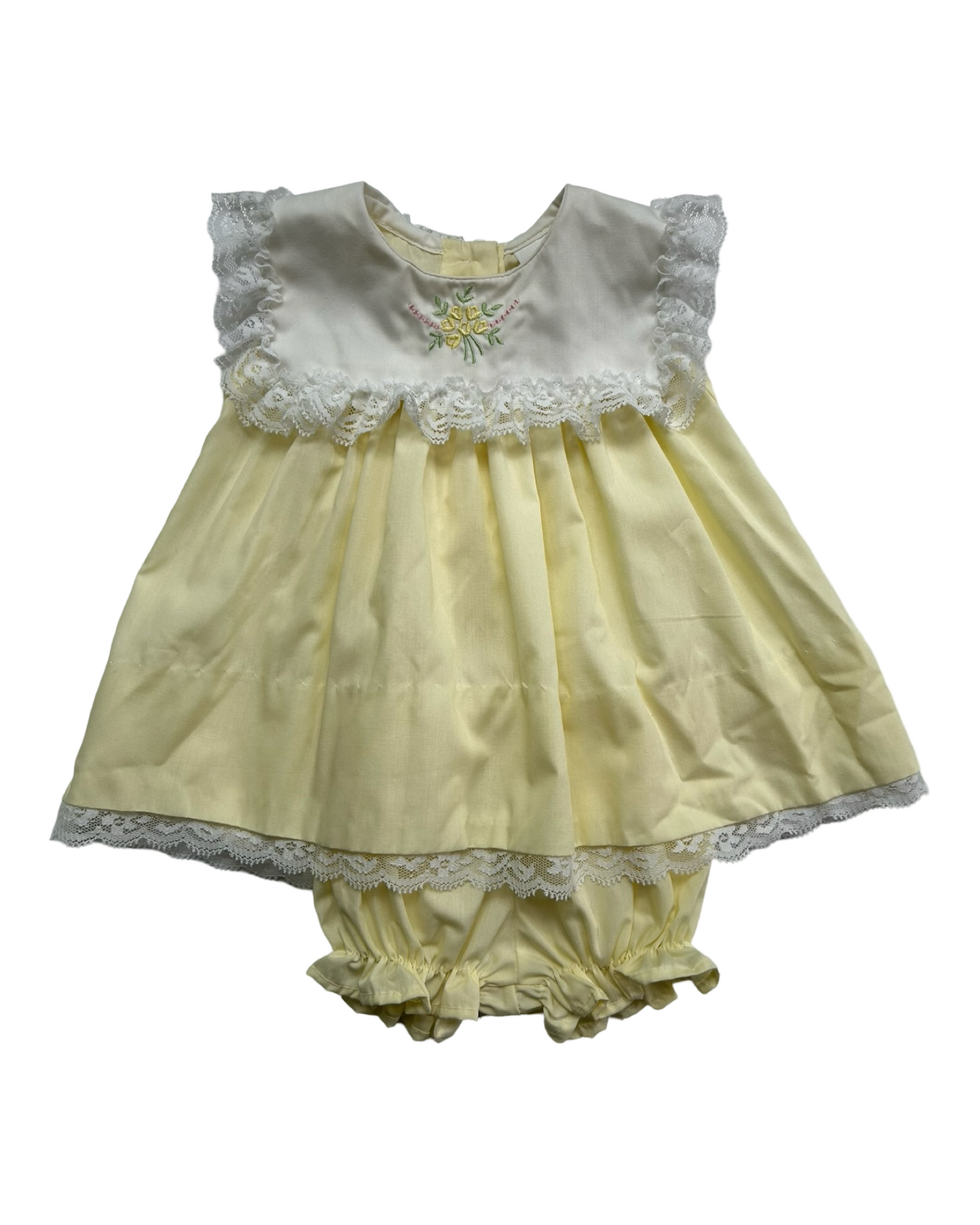 3M Baby Girls Vintage Alexis Ruffles And Lace Diaper Cover / Dress Two Pieces Set.