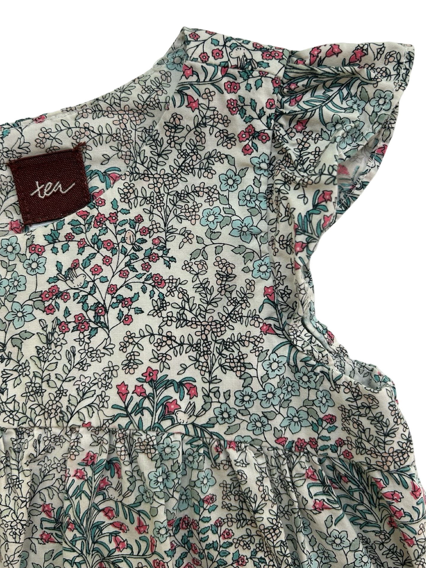 12M-18M Baby Girls Tea Collection Blouse Top Floral Short Sleeve.